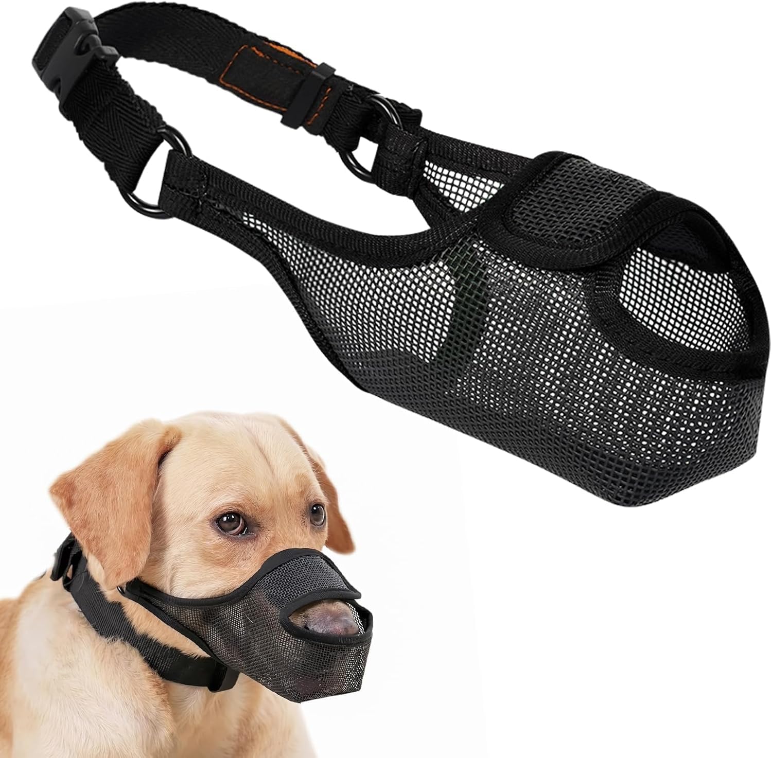Luckypaw Dog Muzzle, Mesh Muzzle For Large Medium Small Dogs Allows Full Pant Drinking Mouth Cover To Prevent Biting Chewing Sca