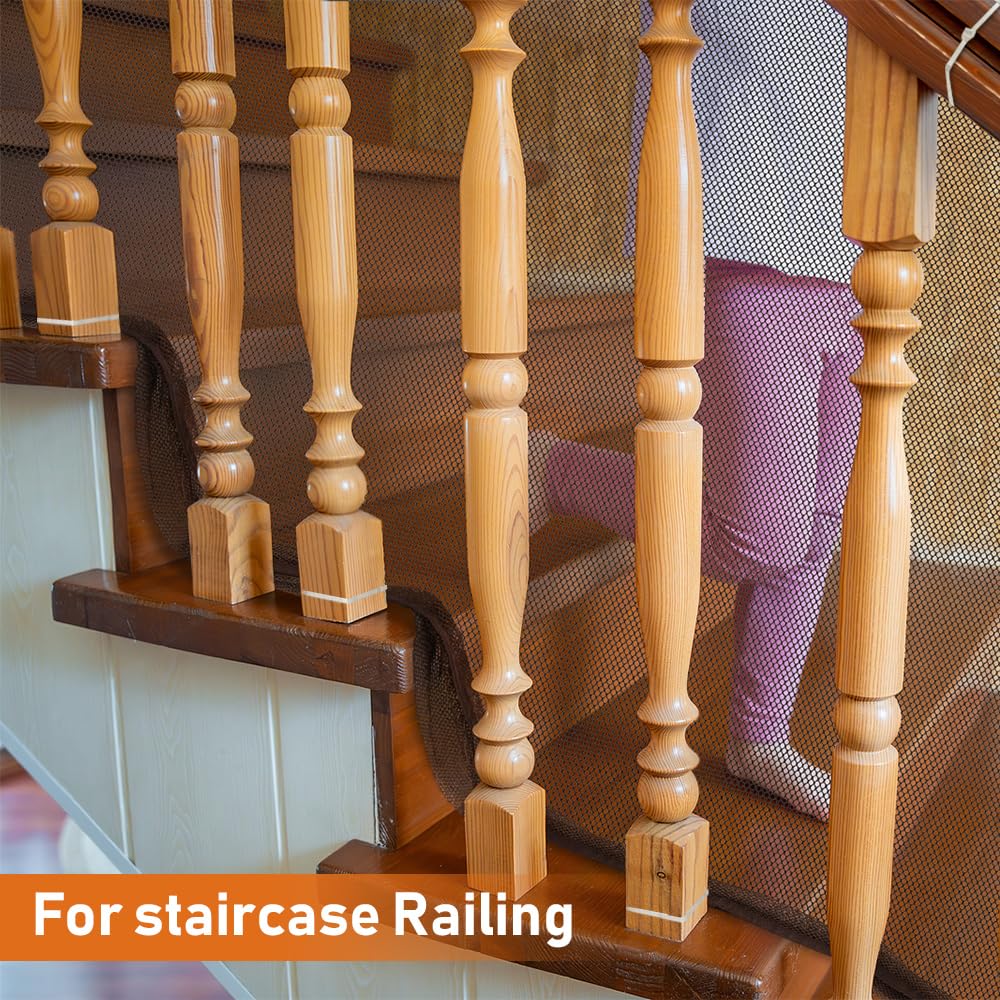 2 Pack 10ft x 2.6ft Indoor Outdoor Baby Safety Stair Railing Net Baby Proofing Stair Balcony Banister Rail Guard Child Safety St