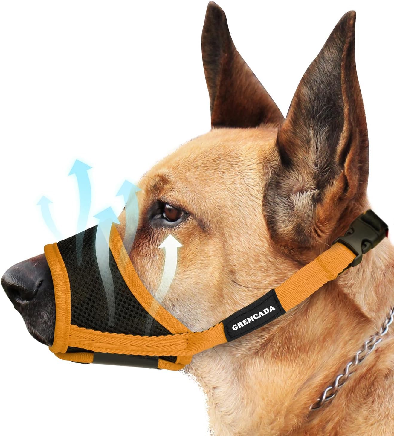 Dog Muzzle for Small Medium Large Dogs - Soft Nylon Breathable Muzzle with Air Mesh, Adjustable Loop, Anti-Dropping Design for B