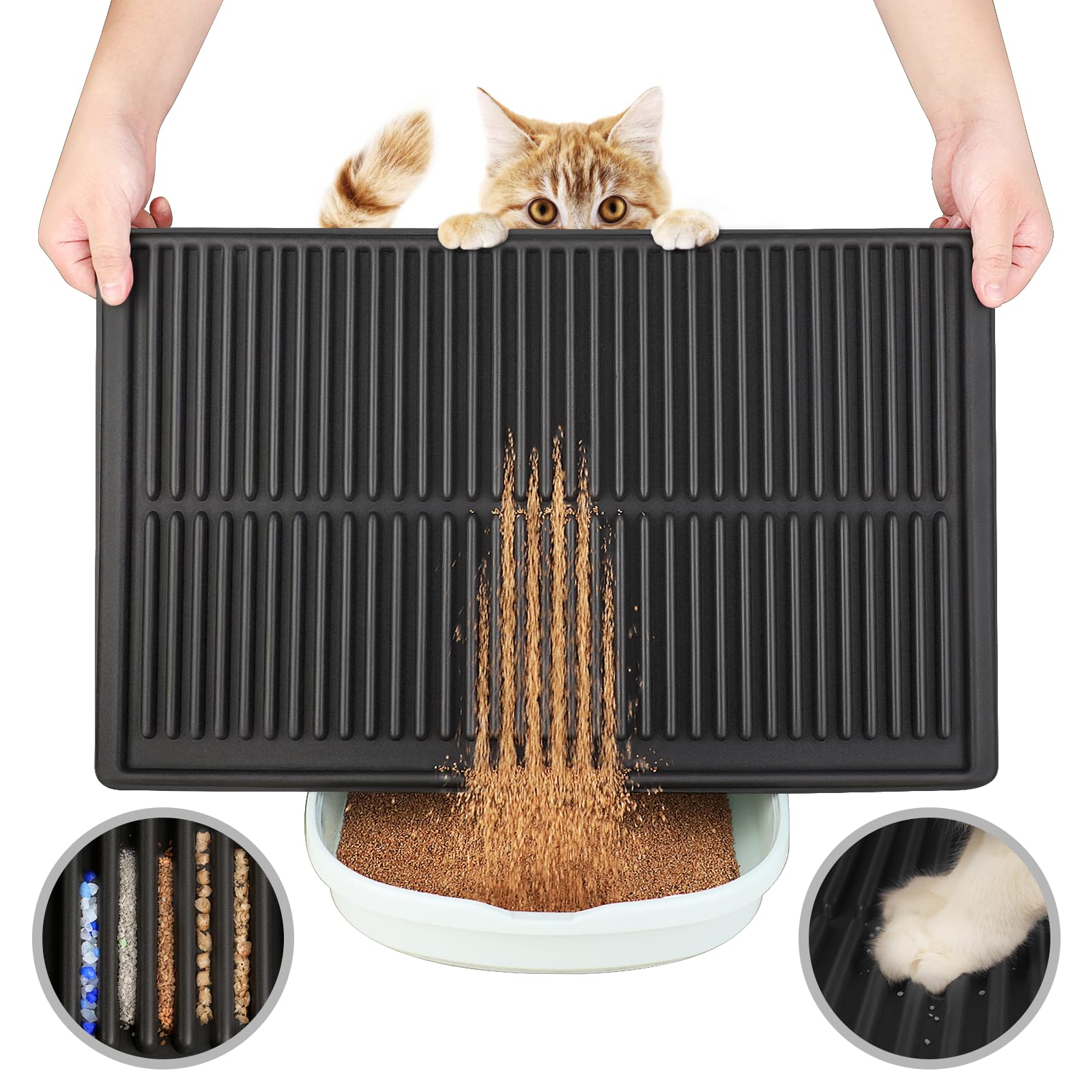 Petnova Cat Litter Mat For Kitty Litter Box: Super Easy To Clean Kitty Litter Mats - Litter Pad - Pet Mats For Floor - Kitty Litter Rug - Washable Litter Mat - Cat Supplies For Indoor Cats