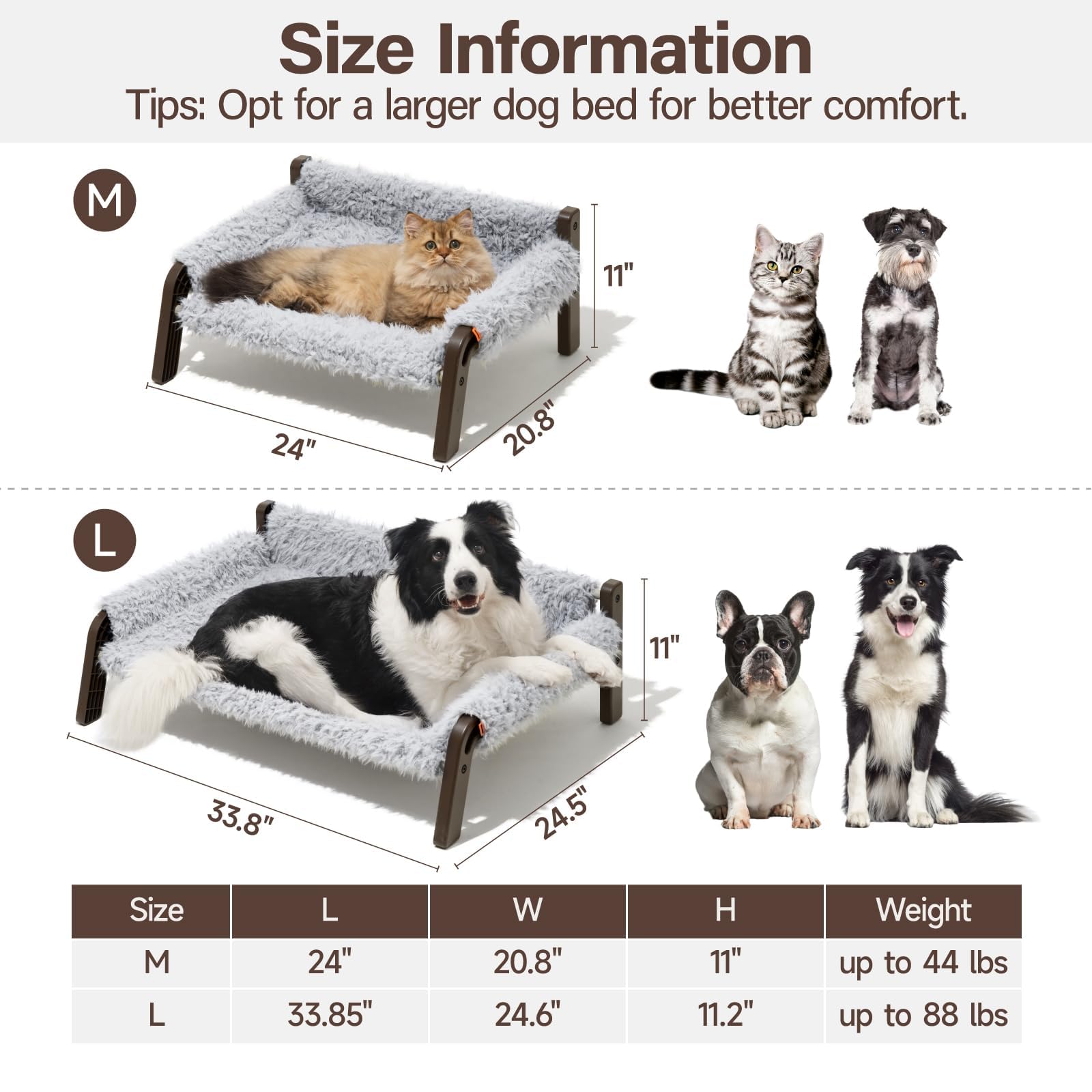 Mewoofun Elevated Cat Bed For Cats & Small Dogs, Raised Dog Bed With Washable Cover, Cat Couch With Non-Slip Bottom, Pet Bed For