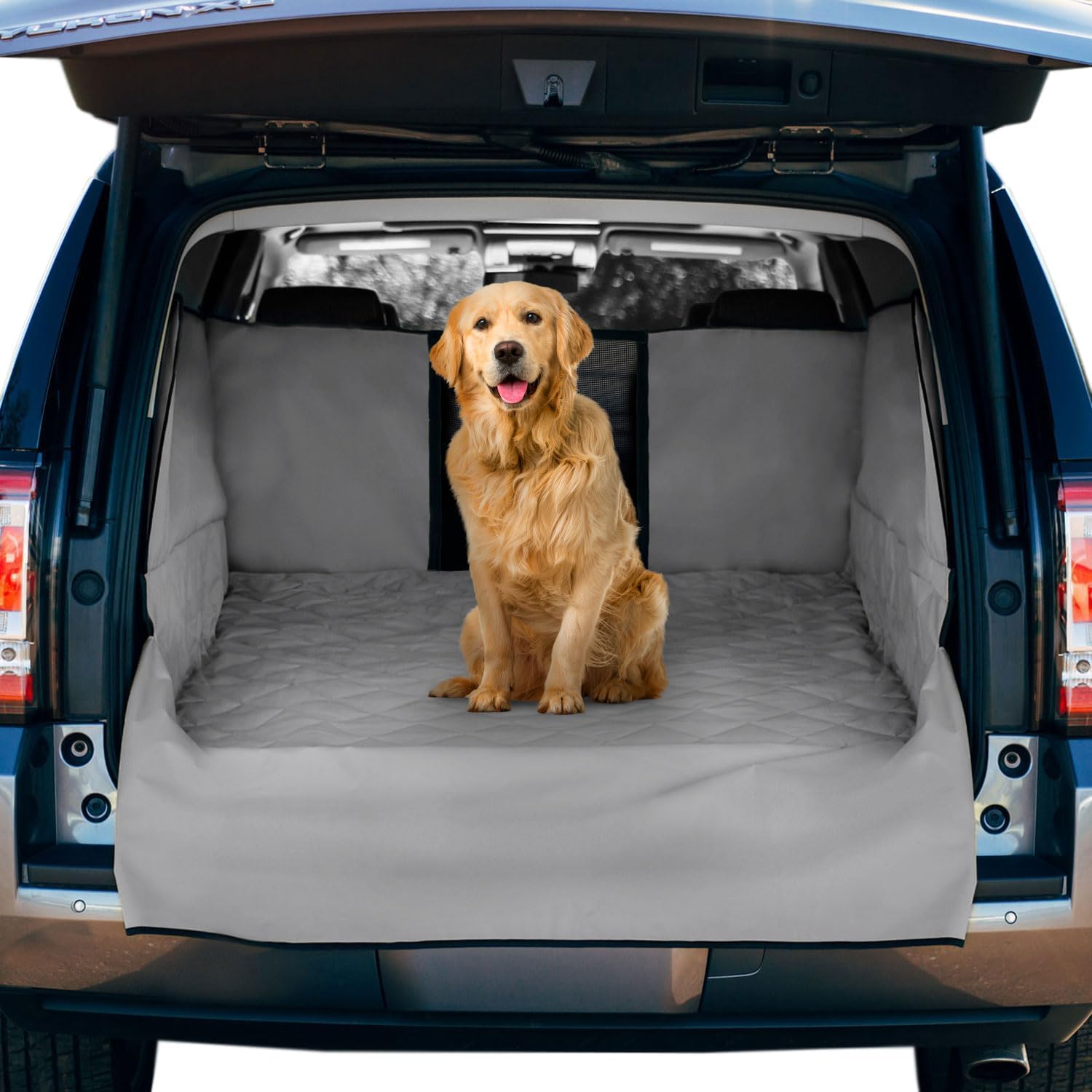 FrontPet SUV Cargo Liner for Dogs - Water-Resistant Pet Trunk Cargo Cover Mat for SUVs and Sedans with Bumper Flap Protector, Tr