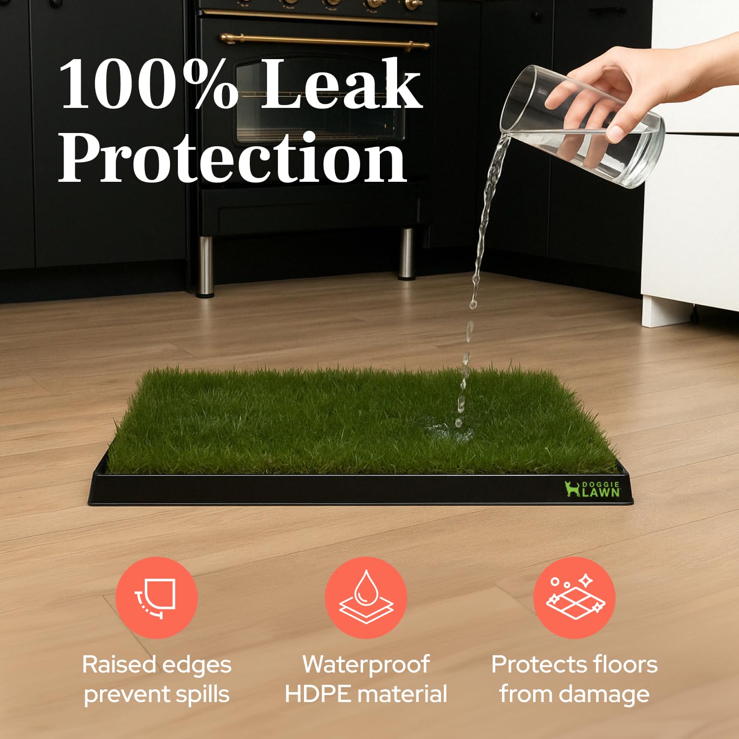 Doggielawn Non-Spill Dog Potty Training Tray - Leak-Proof Hdpe Plastic Grass Pad Holder For Apartments & Urban Homes - Reusable