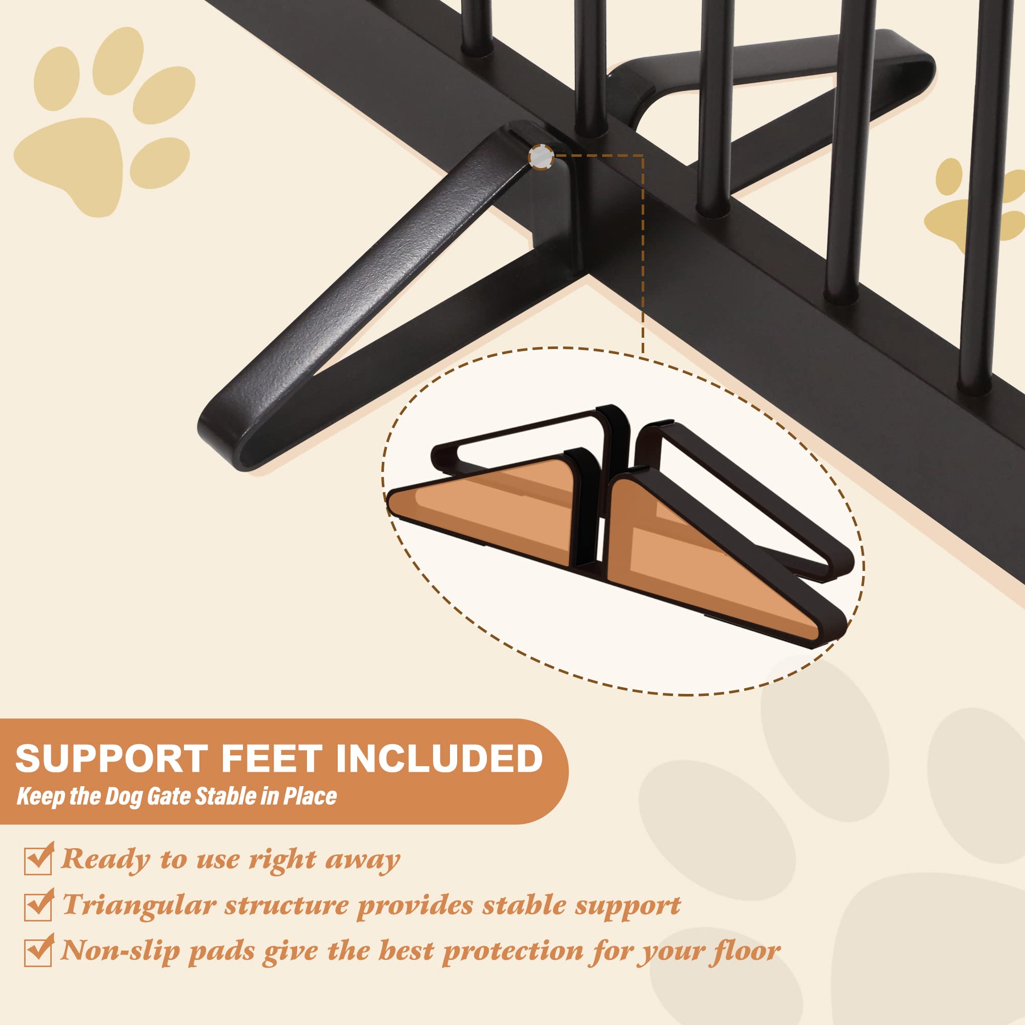 PUPETPO Freestanding Pet Gate for Dogs, Foldable Wooden Dog Gate for House, Indoor Pet Barrier for Stairs, Doorways, Support Fee