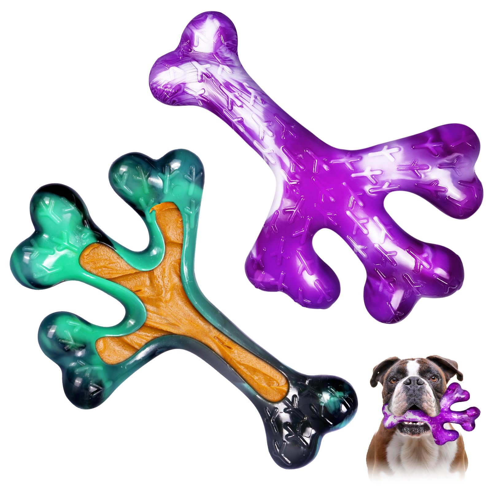 Frienhund Aggressive Chewers Dog Chew Toys - 2 Pack Tough Dog Toys For Aggressive Chewers Large Breed, Indestructible Dogs Toy F