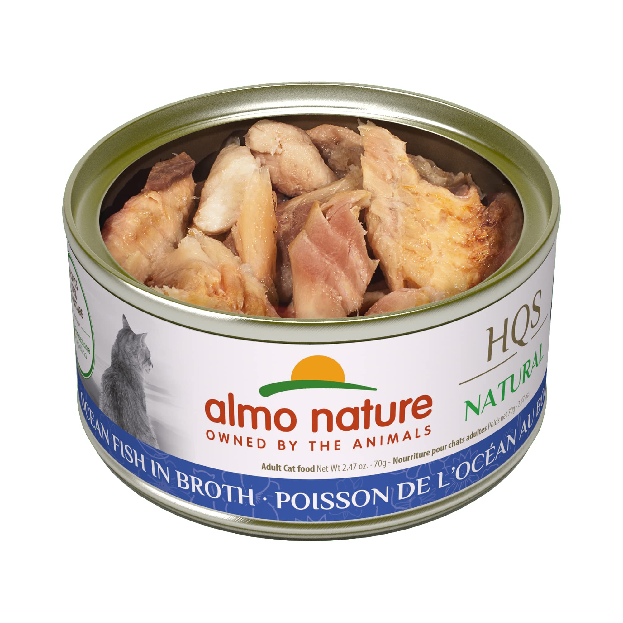 almo nature HQS Natural Ocean Fish Canned Cat Food, Grain Free, 24 x 70g, Flaked