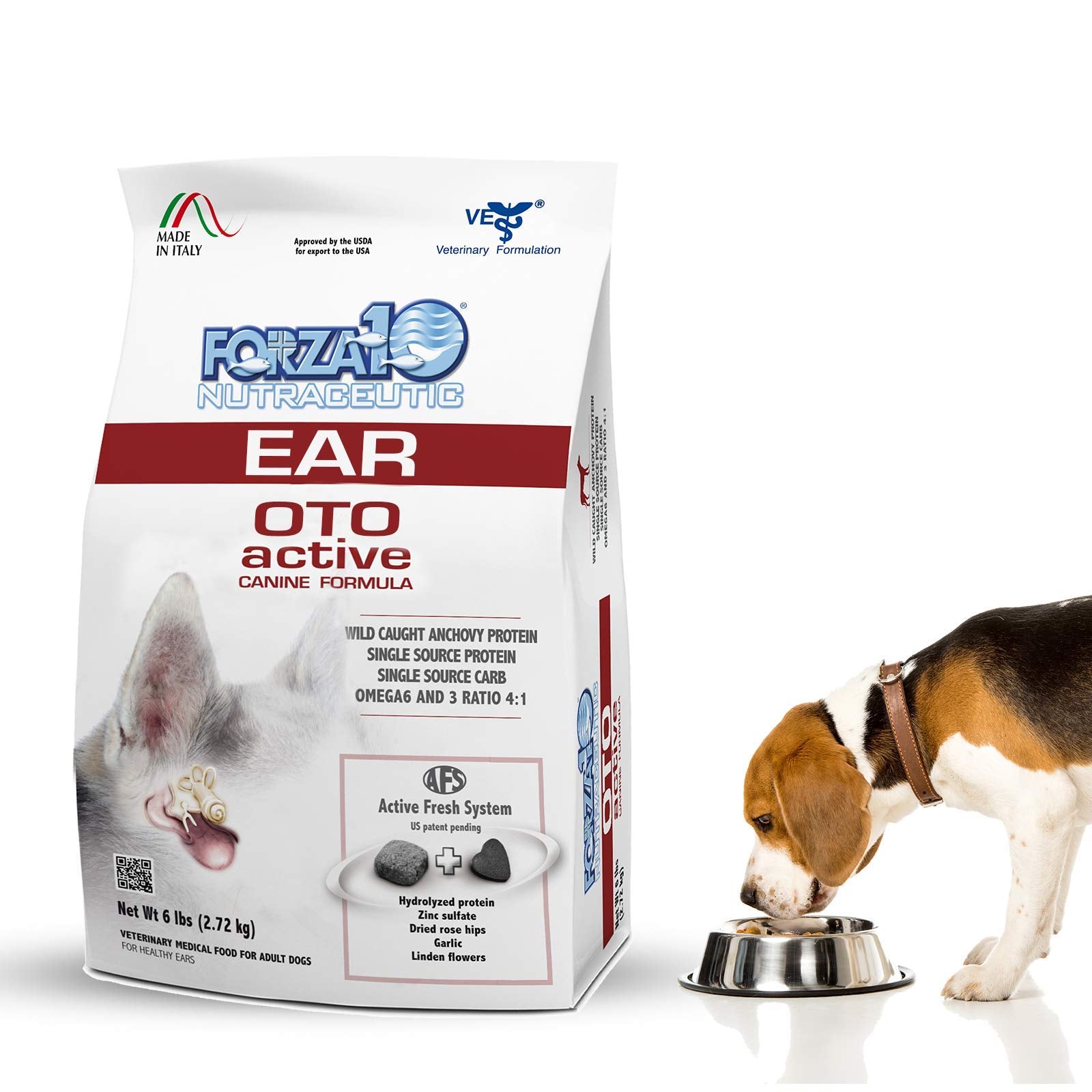Forza10 Active Line OTO Ear Dog Food, Fish Flavor Dry Dog Food for Dog Ear Infection Treatment and Healthy Ears for Adult Dogs, 