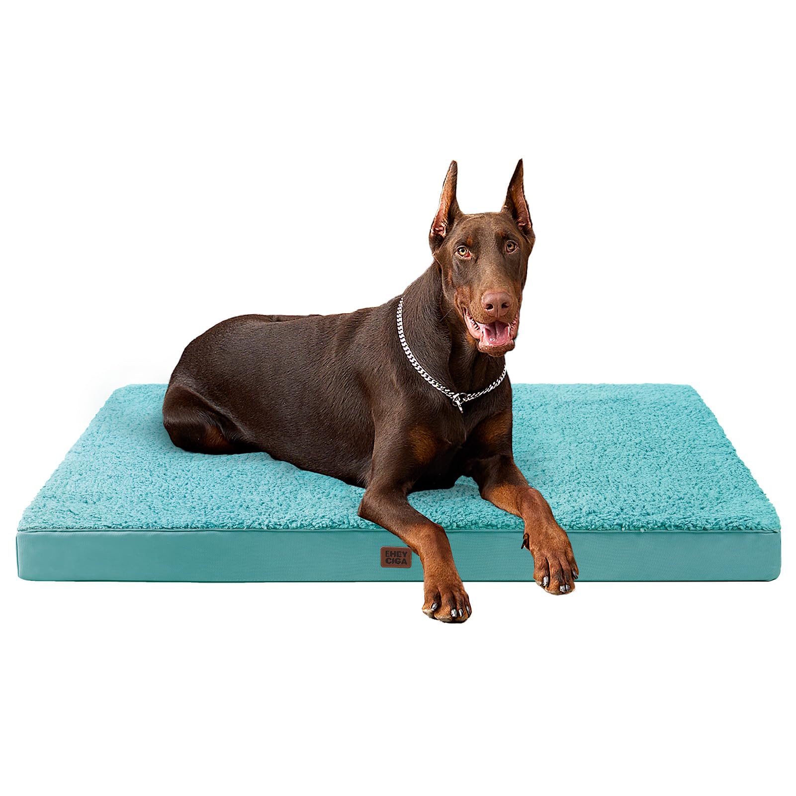 EHEYCIGA Orthopedic XXL Dog Beds for Jumbo Dogs with Removable Washable Cover for Crate, Turquoise Blue, 47x29