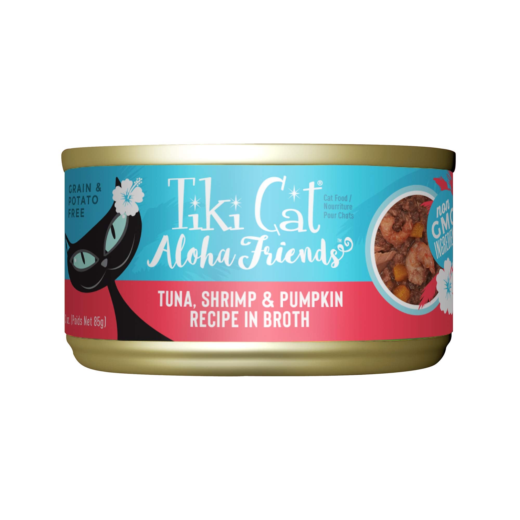 Tiki Cat Aloha Friends, Tuna, Shrimp & Pumpkin, Grain-Free & High Moisture, Wet Cat Food for All Life Stages 3 oz. Cans (Pack of