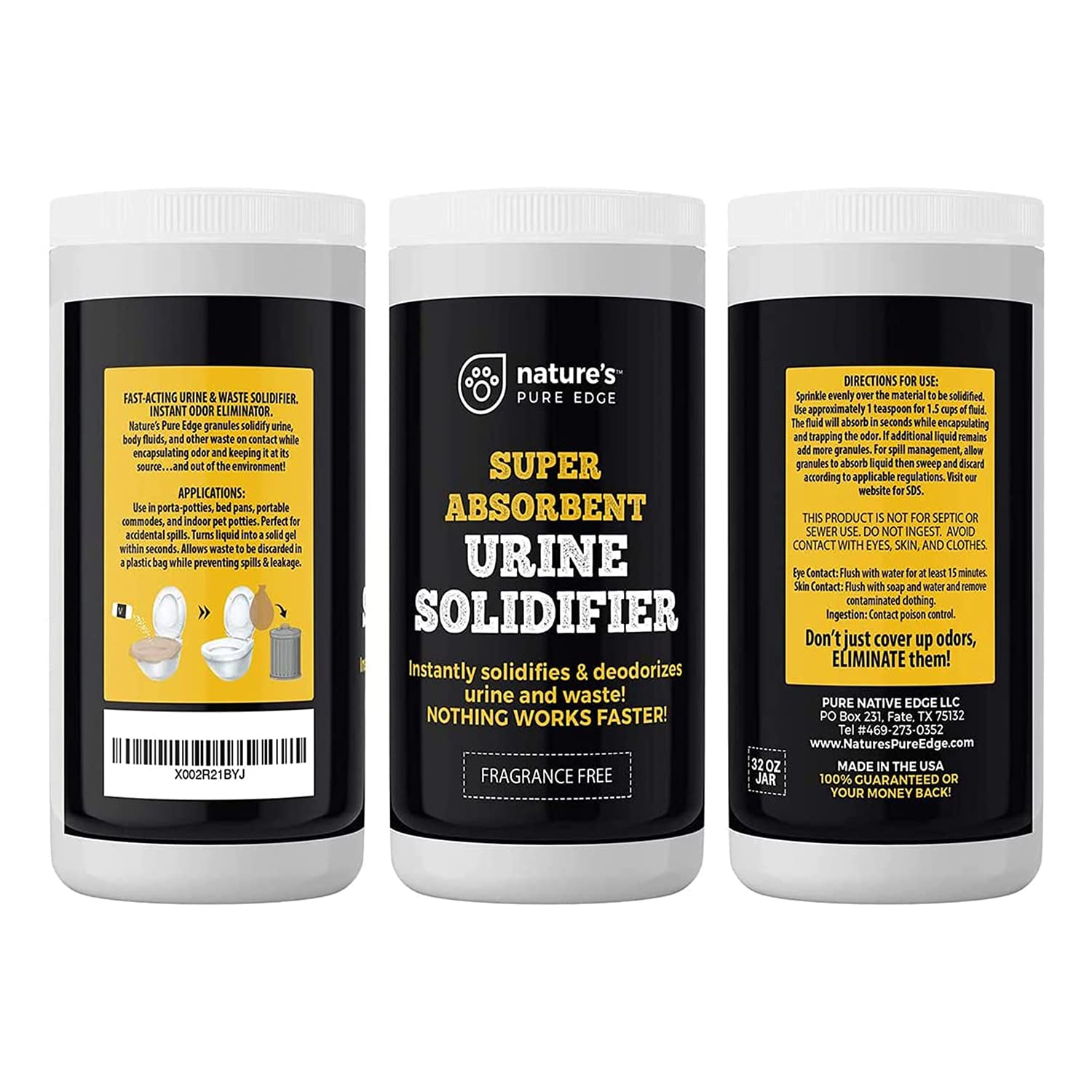 Nature's Pure Edge Portable Toilet Chemicals - Super Absorbent Urine Absorber Powder, 2 lb Bio Gel Deodorizer for Waste & Pet Loo