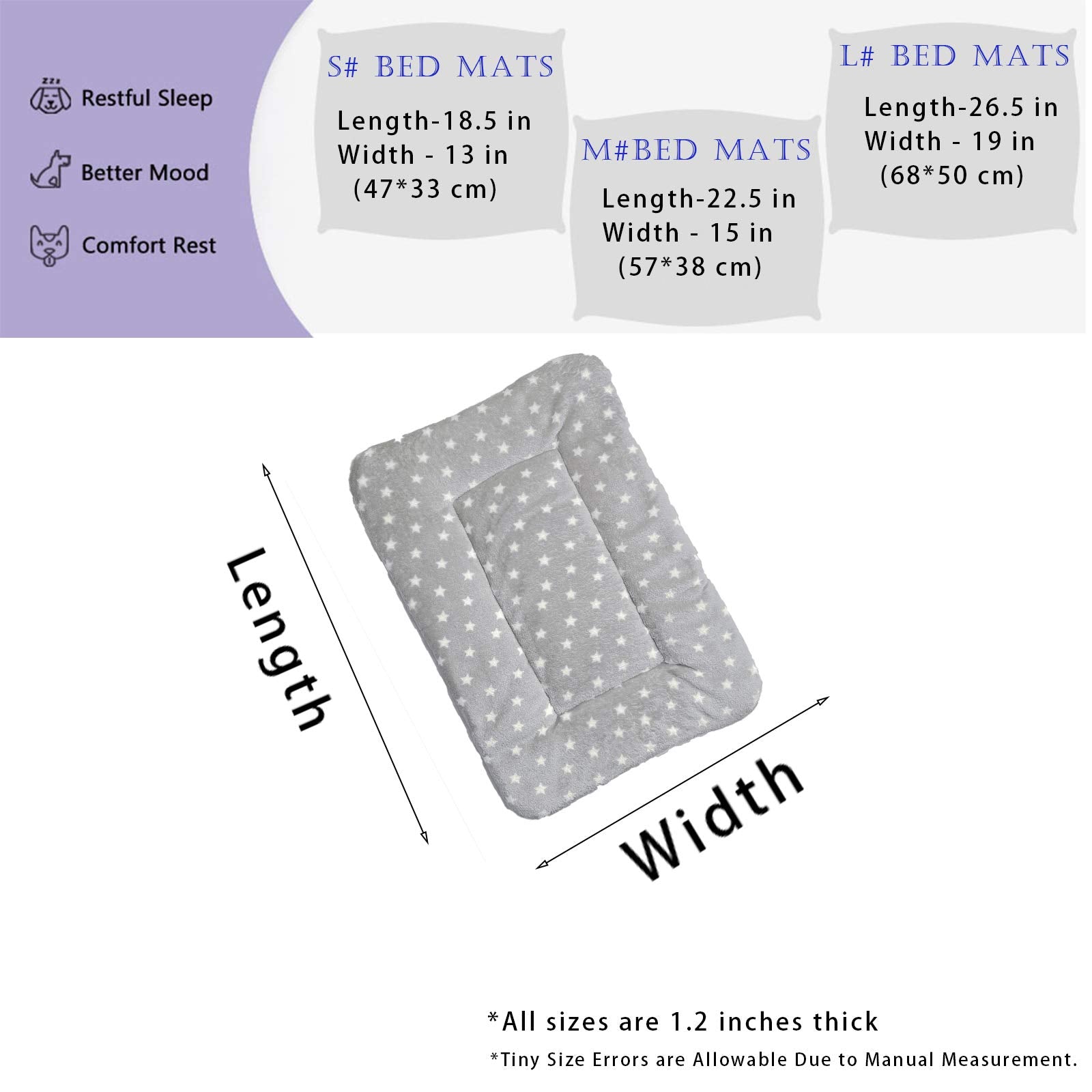 Homereign 2 Pcs Pet Bed Mats. Ultra Soft Pet (Dog/Cat) Bed With Cute Prints. Reversible Faux Lambswool Kennel Pad For Medium Small Dogs And Cats. Machine Washable Pet Bed.