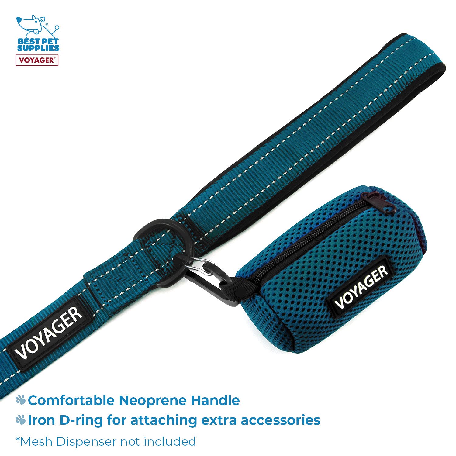Voyager Step-In Air All Weather Mesh Harness And Reflective Dog 5 Ft Leash Combo With Neoprene Handle, For Small, Medium And Large Breed Puppies By Best Pet Supplies - Blue, Xxx-Small