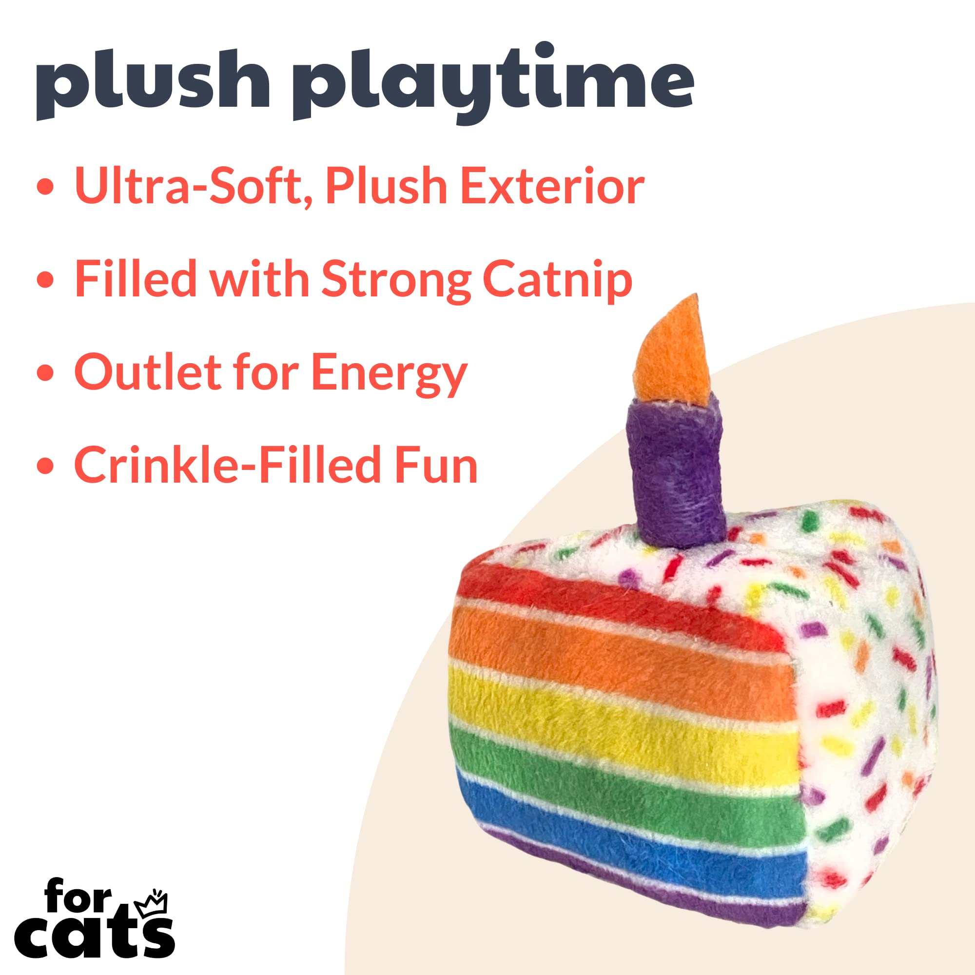 Huxley & Kent Plush Cat Toy | Funfetti Cake | Birthday Strong Catnip Filled Cat Toy | Plush Interactive Kitten And Cat Toy With Catnip And Crinkle | Kittybelles
