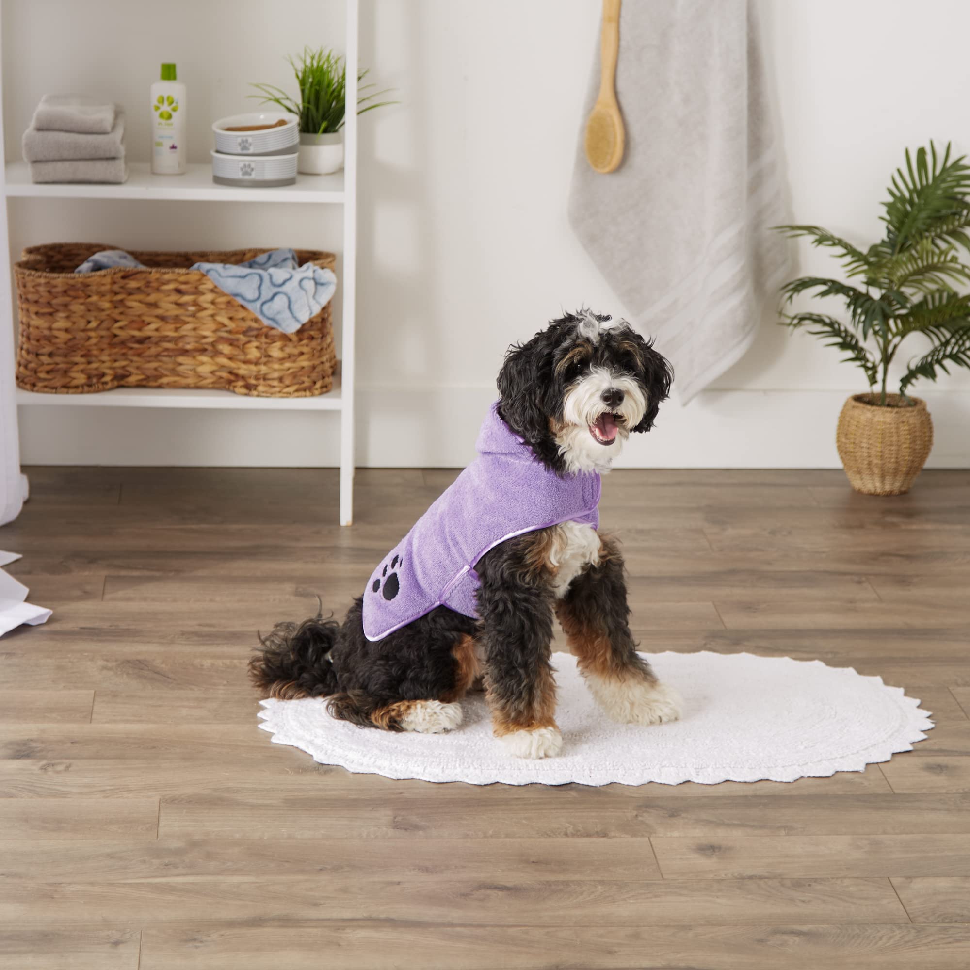 LAVENDER - EMBROIDERED PAW SMALL PET ROBE