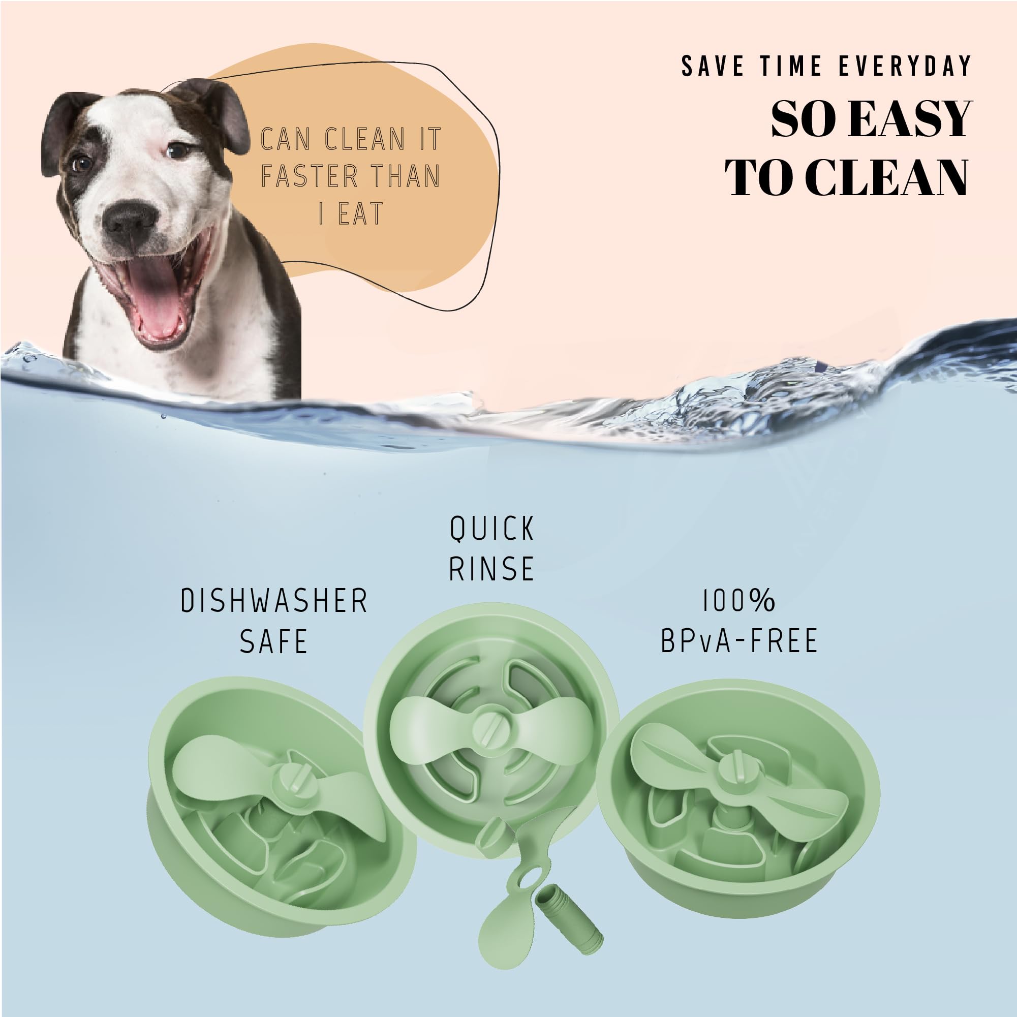 AVERYDAY Slow Feeder Dog Bowls for Medium Breed, 1.5 Cups Engagement Food Puzzle Bowl with Spinning Slow Feeder Insert, Non-Slip
