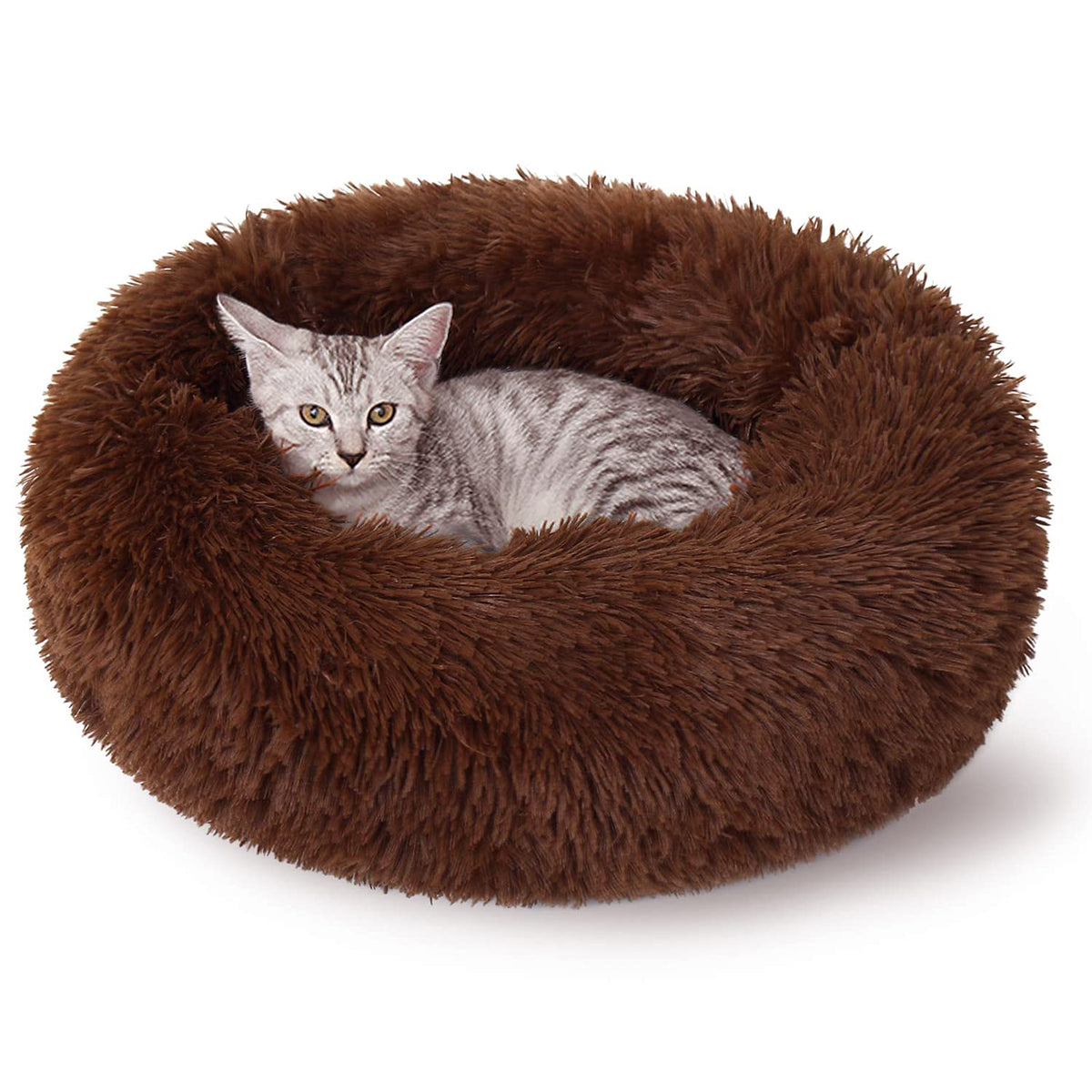 Nononfish Marshmallow Cat Bed Kawaii Cat Nest Bed For Indoor Cats Washable Fluffy Anti Anxiety Kitten Bed 19 Inches