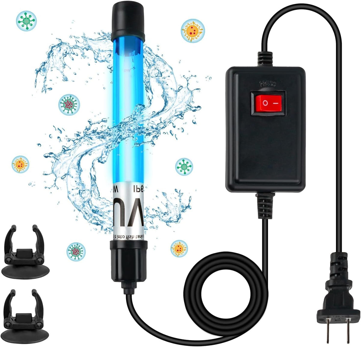 13W Aquarium Uv Sterilizer For 70-200 Gallon Fish Tank Light Aquarium Algae Clean Light Green Killing Machine Algae Remover
