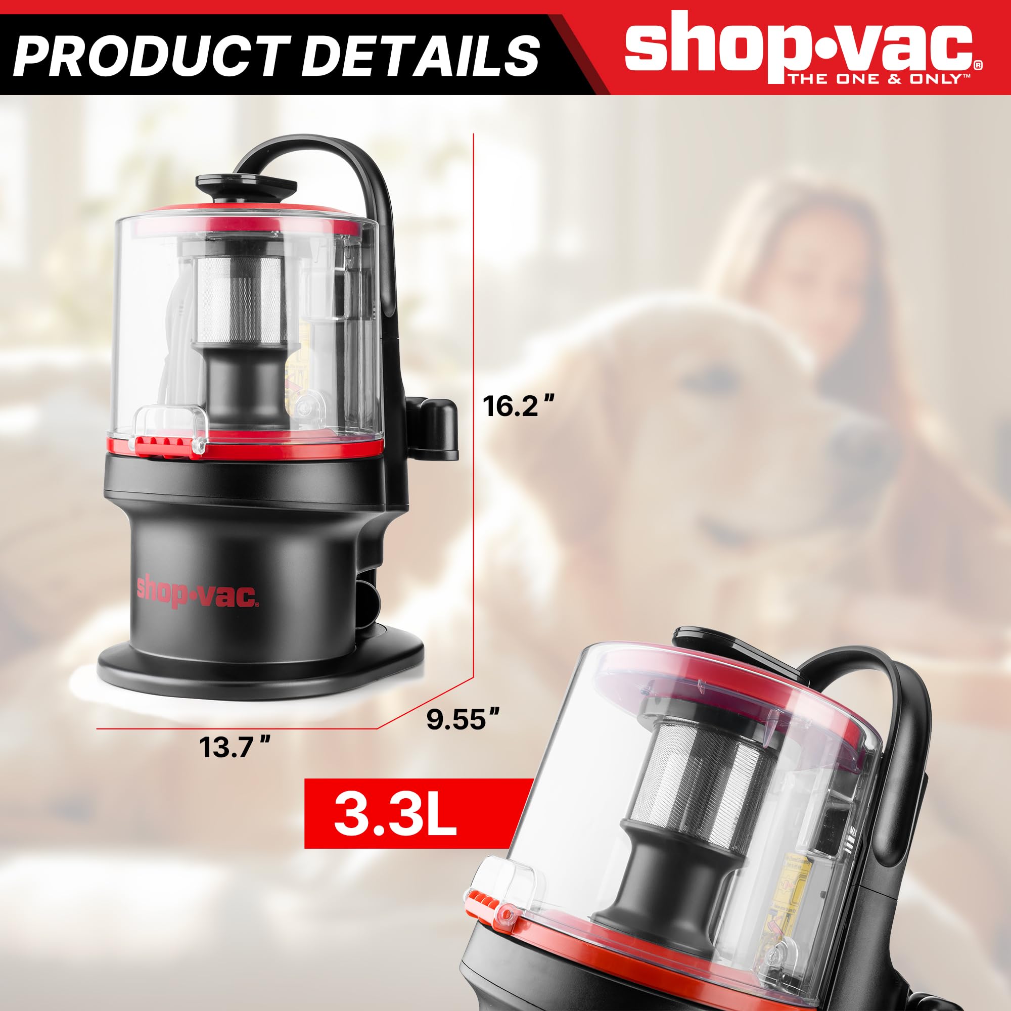 Shop-Vac 4-in-1 Pet Grooming & Vacuum, Dog Grooming Vacuum for Shedding, Professional Clippers, Brushes & Crevice Tool, 10,000Pa