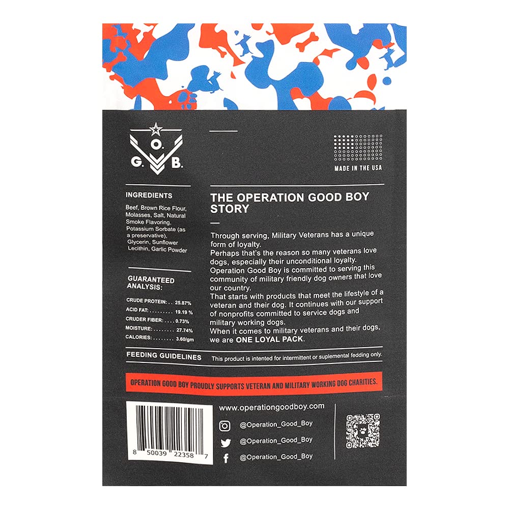 Operation Good Boy Beef Dog Treats - 1/4 High-Protein Training Squares, Natural Farm-Raised Meat for Small to Large Dogs - Freed