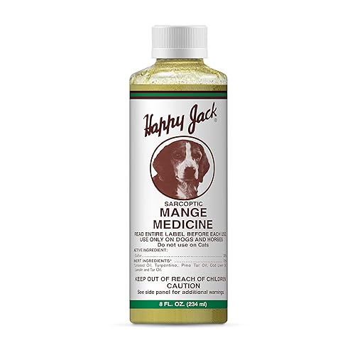 HAPPY JACK Mange Medicine for Dogs & Horses - Soothing Itch Relief for Severe Mange, Allergies & Skin Irritation (8 oz)