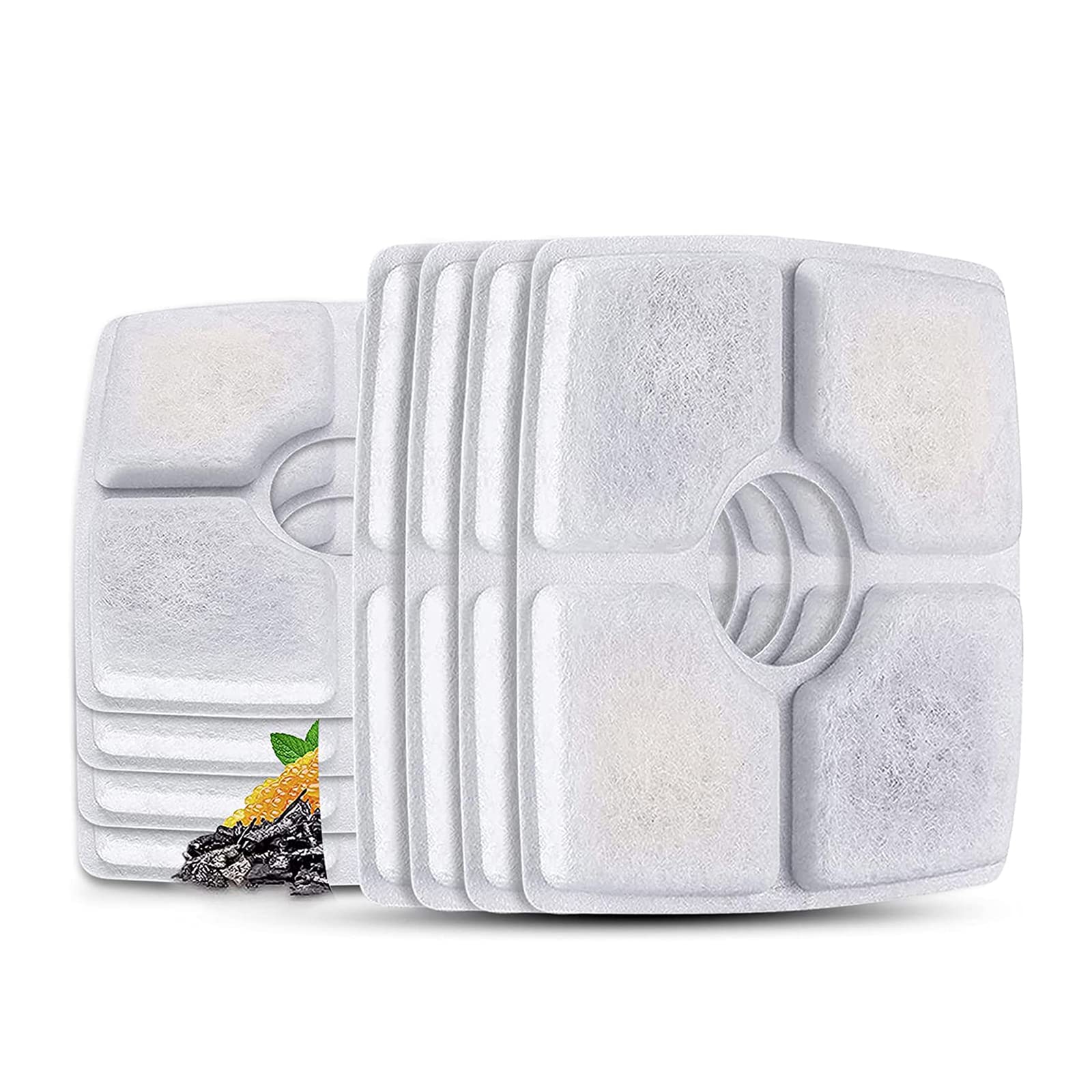 Cat Water Fountain Filters,8 Pack Replacement Filter Fit for Top Square 84oz/2.5L Cat Pet Fountain, 3 Filtration System