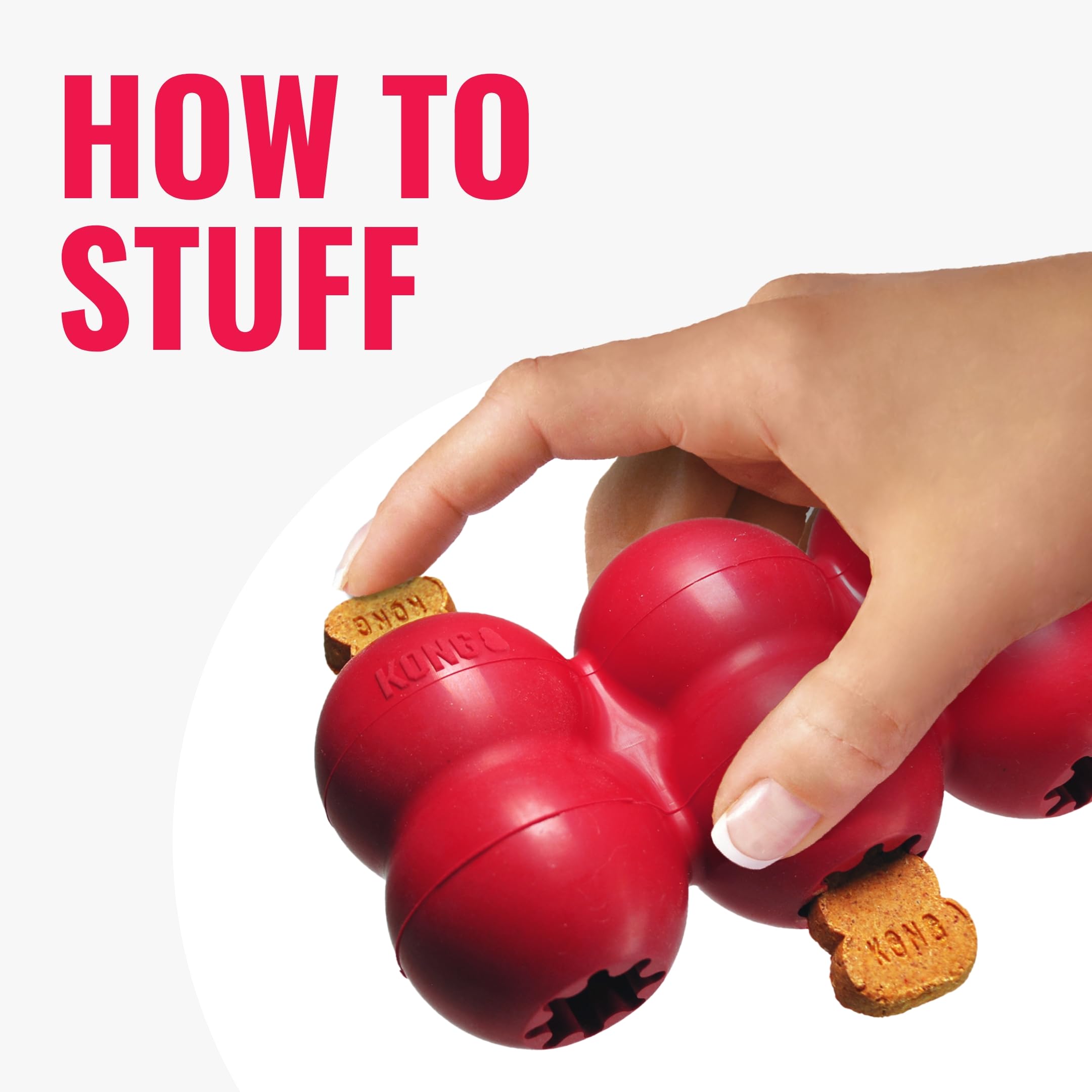 Kong Goodie Ribbon - Stuffable Natural Rubber Dog Toy - With Four Fillable Goodie Grippers For Enrichment Play - Bone-Shaped Che