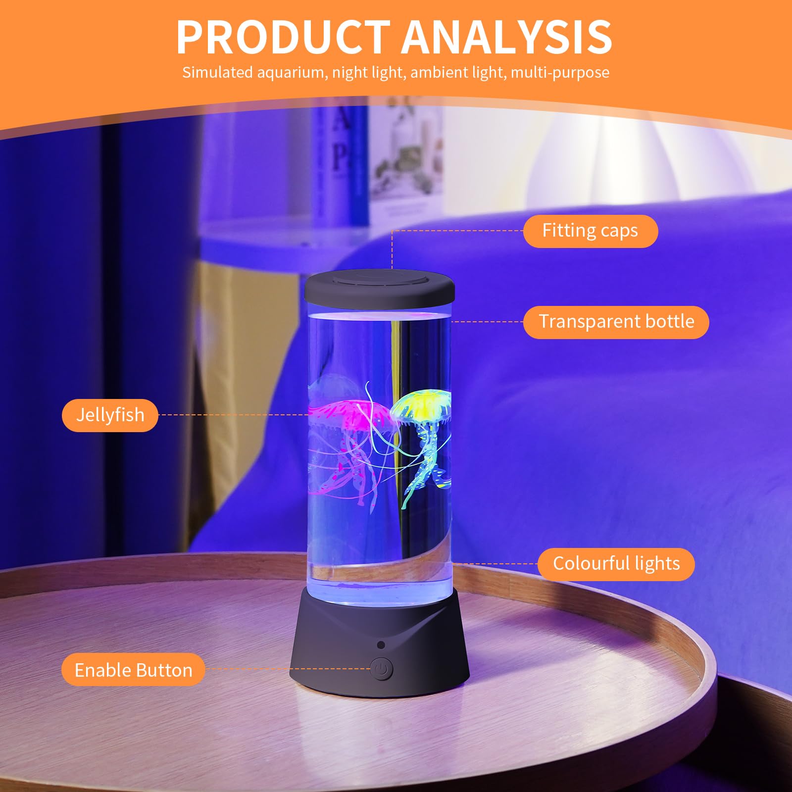 ekovko Jellyfish Lamp with 7 Color Changing Effect LED Jellyfish Aquarium Tank Mood Lamp Aquarium Light Table lamp Home Decor Gi