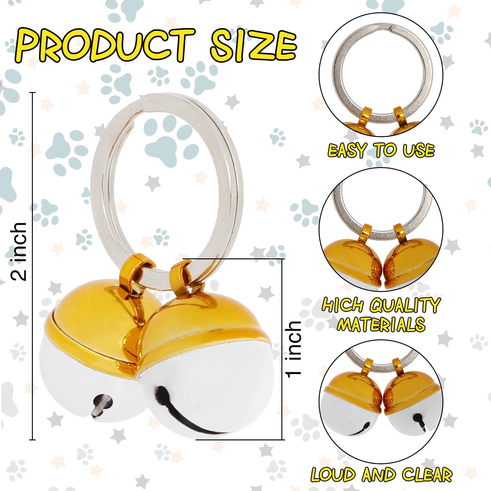 4Pcs Extra Loud Cat & Dog Bells Copper Bell For Dog And Cat Collars Brass Pet Tracker Training Bells For Small Medium Large Dogs