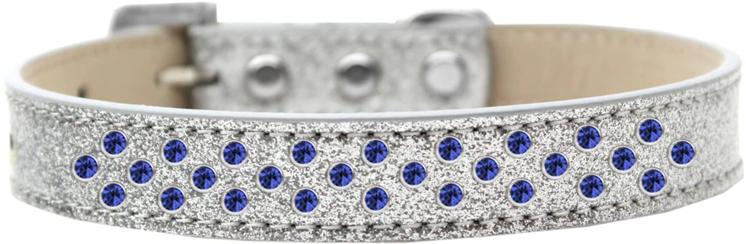 Dog, Puppy & Pet Ice Cream Collar, Blue Crystal Rimsets Sprinkles Silver 12