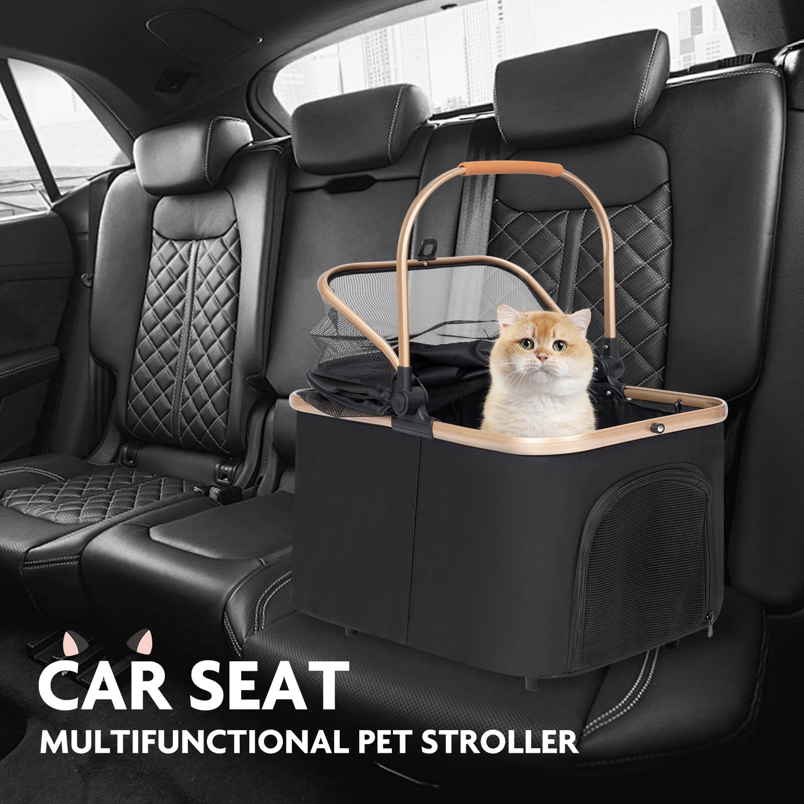 Pearlove Pet Stroller For Small Medium Dogs, Lightweight Stroller For Dogs Cats With Detachable Carrier, Foldable Pet Carrier Wi