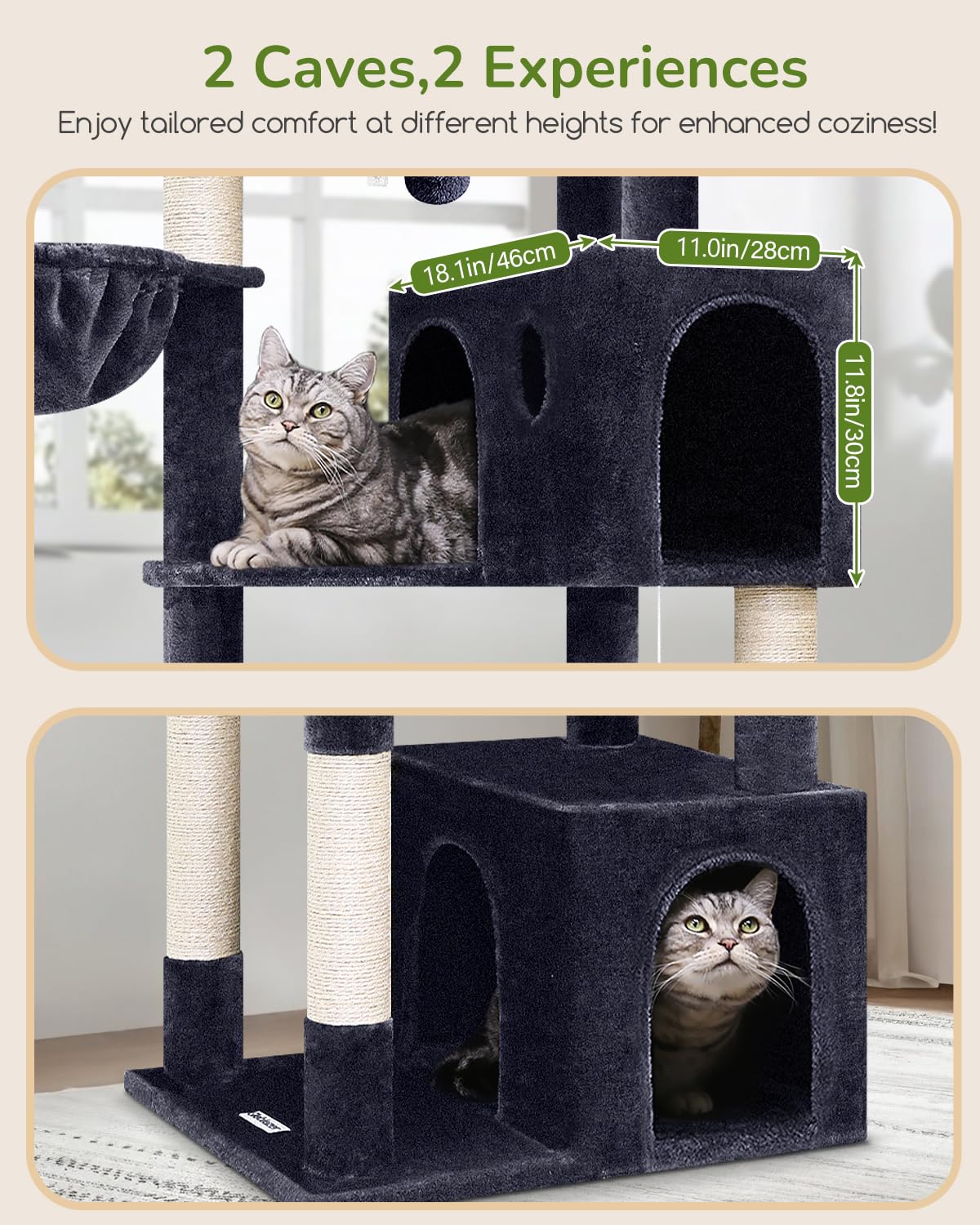 Globlazer F73 Heavy Duty Cat Tower, 73' Tall Cat Tree For Multiple Indoor Cats Large Adult, Multi-Level Cat Tower With 5 Scratc