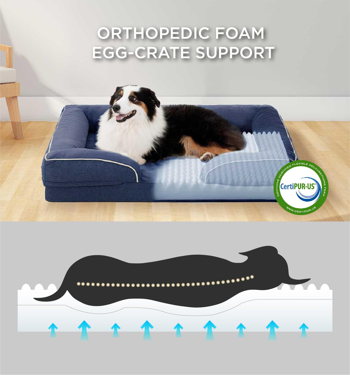 Made4Pets Orthopedic Dog Bed for Large Dogs, Supportive Foam Big Large Pet Bed Sofa with Washable Removable Cover, Waterproof Do