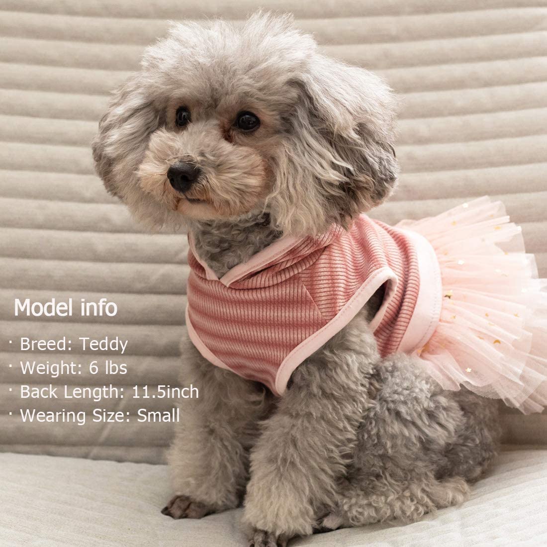 Kyeese Dog Sweater Dresses For Small Dogs With Hoodie Cat Dress Puppy Dog Dress With Leash Hole