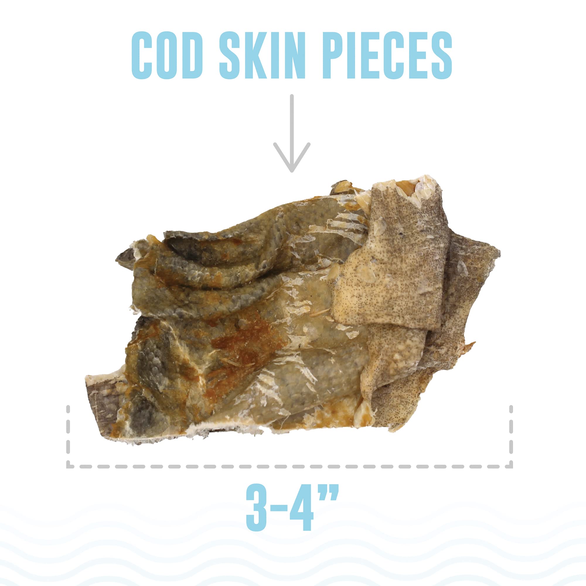 Icelandic+ Cod Skin Pieces - 8oz Bag - Pure Fish Dog Treats, Wild- Caught & Air-Dried, Single Ingredient Snacks, Pet Chews, Just