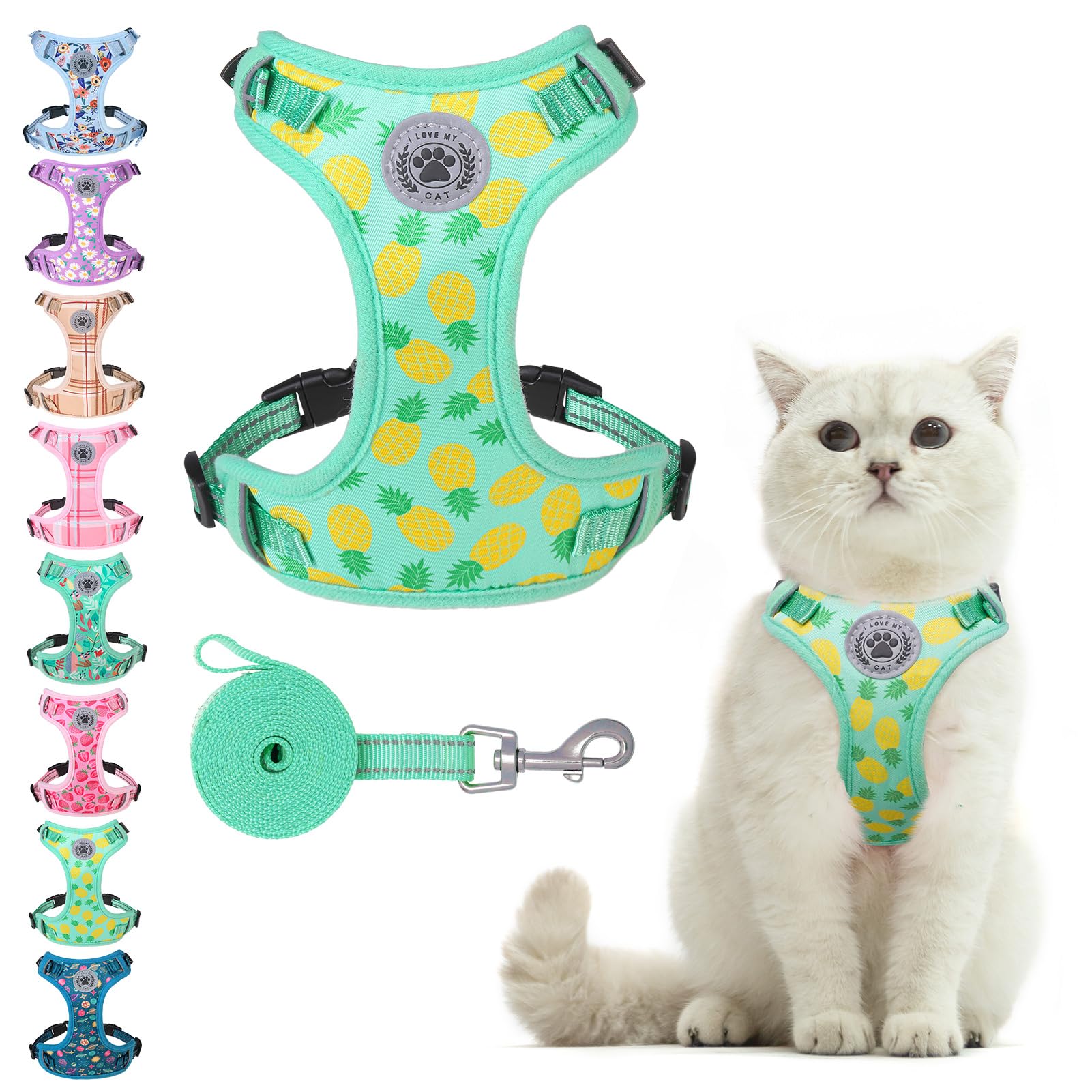 BEAUTYZOO Cat Harness and Leash Set Escape Proof, Small Cat Vest Harness for Walking, Adjustable Step in Kitten Harnesses for Tr