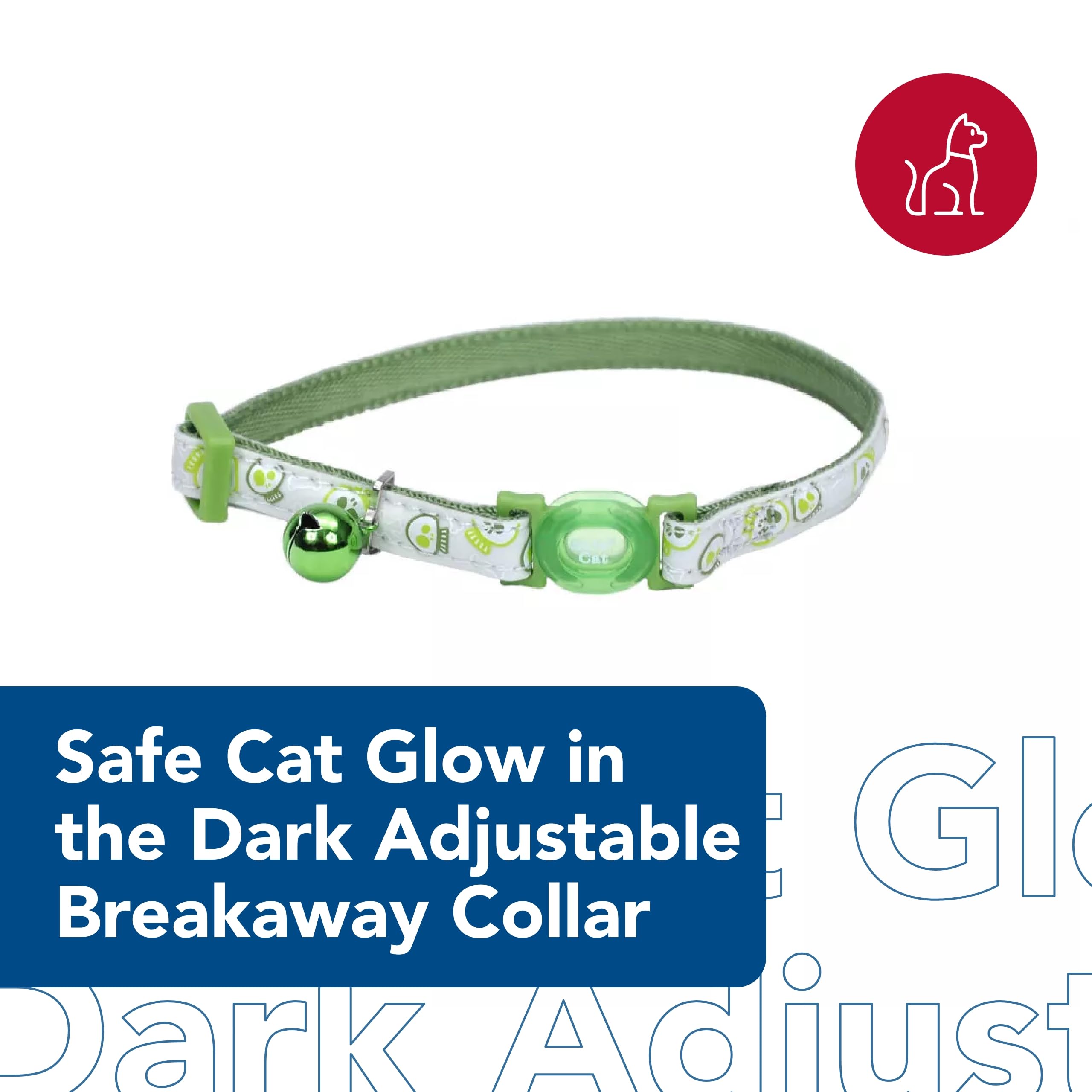 Coastal - Safe Cat Glow In The Dark Adjustable Breakaway Collar - Glowing Black Galaxy - 3/8'' X 8''-12''