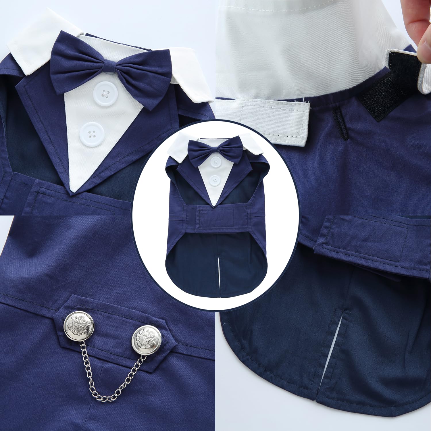 Doteyayp Puppy Tuxedo With Detachable Bowtie Prom Wedding Formal Wear Prince Costume For Small Dog (X-Small, Blue)