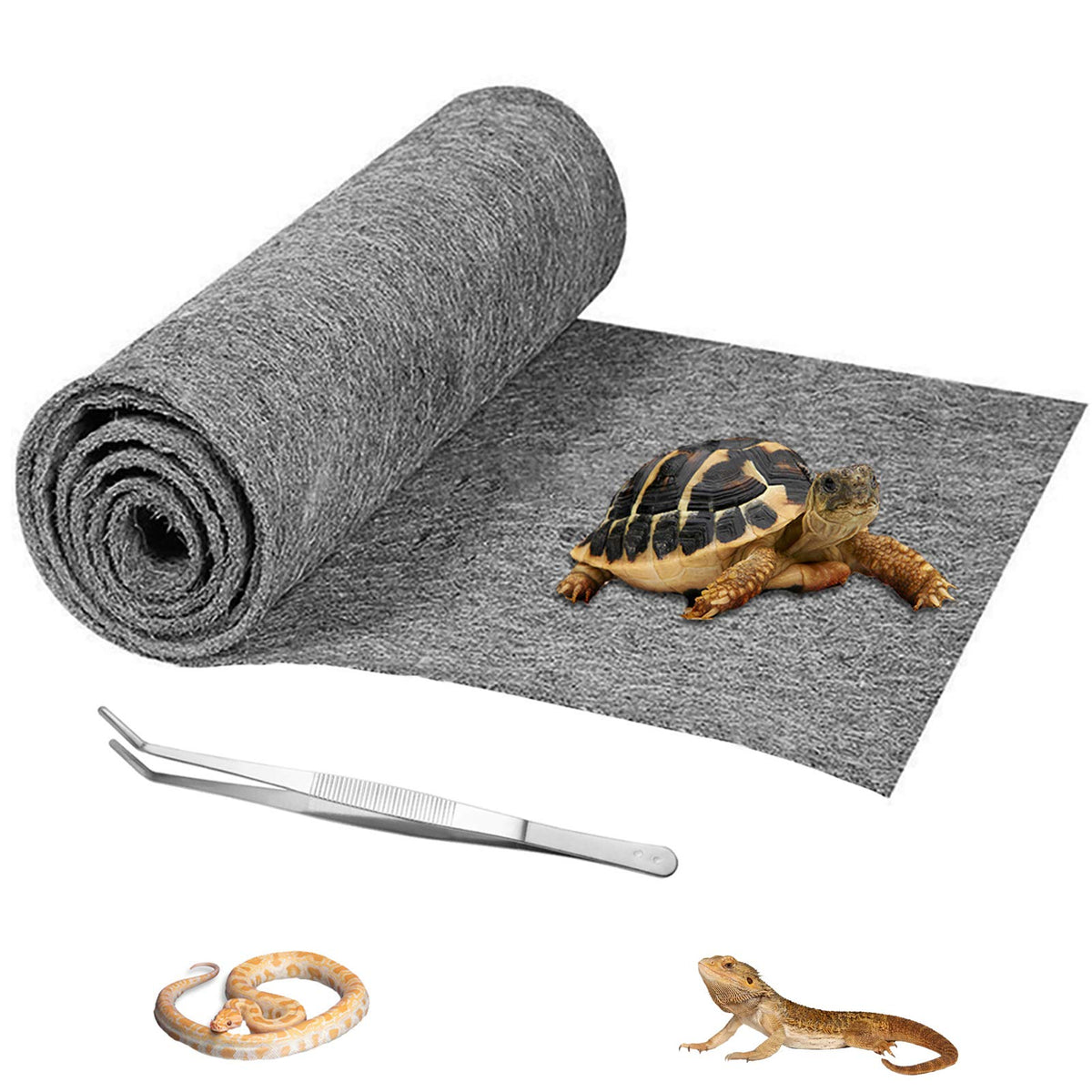 Hercocci 39’’ X 20’’ Reptile Carpet, Grey - Terrarium Mat Liner Bedding Reptile Cage Substrate For Bearded Dragon Lizard Tortoise Leopard Gecko Snake