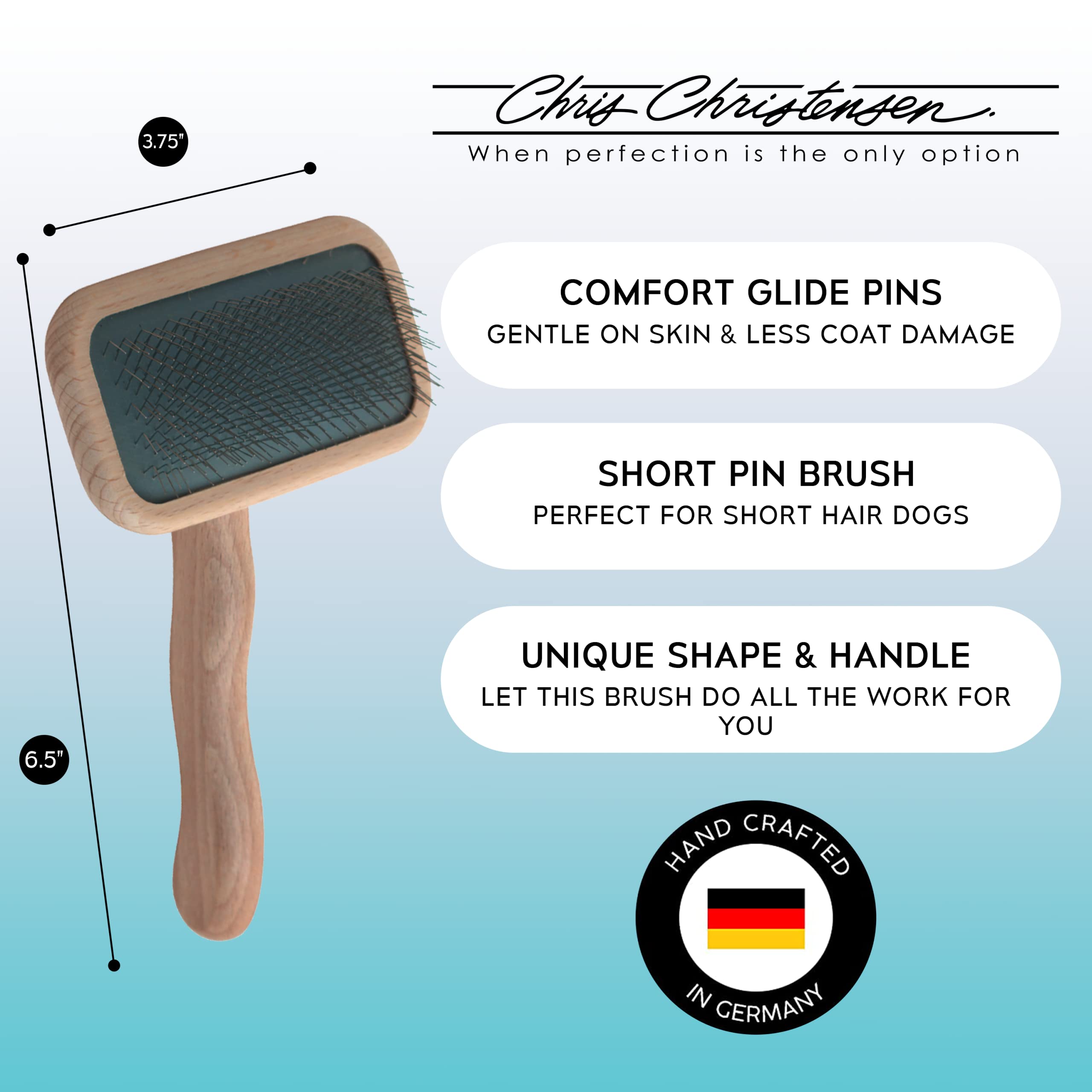 Chris Christensen Mark Ii Slicker Brush, Groom Like A Professinal, Stainless Steel Pins, Lightweight Beech Wood Body, Ground And Polished Tips, Small