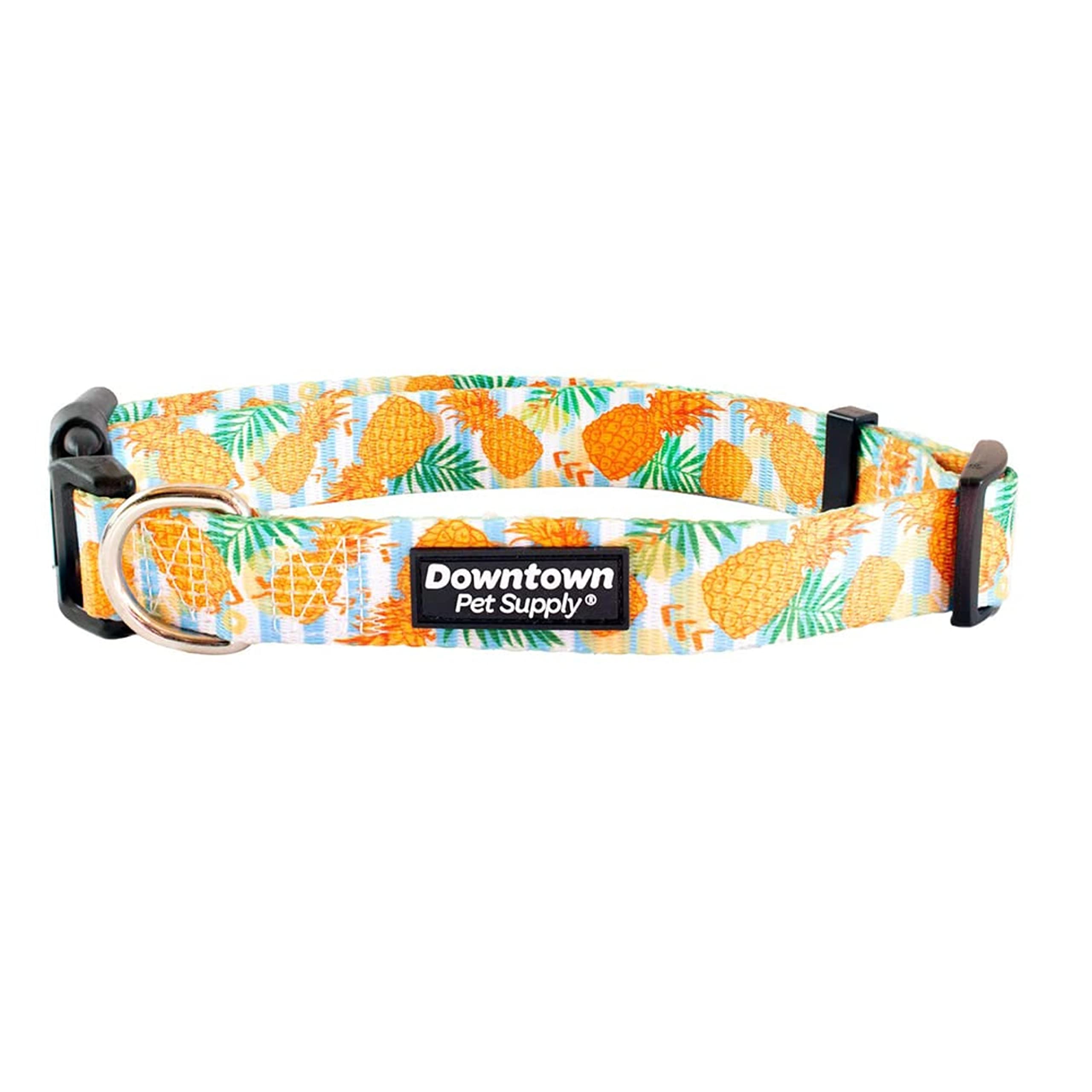 Downtown Pet Supply - Best & Fancy Dog Collar - Lightweight Adjustable With Quick Buckle & D-Ring - Hand Wash Safe - Pineapple -