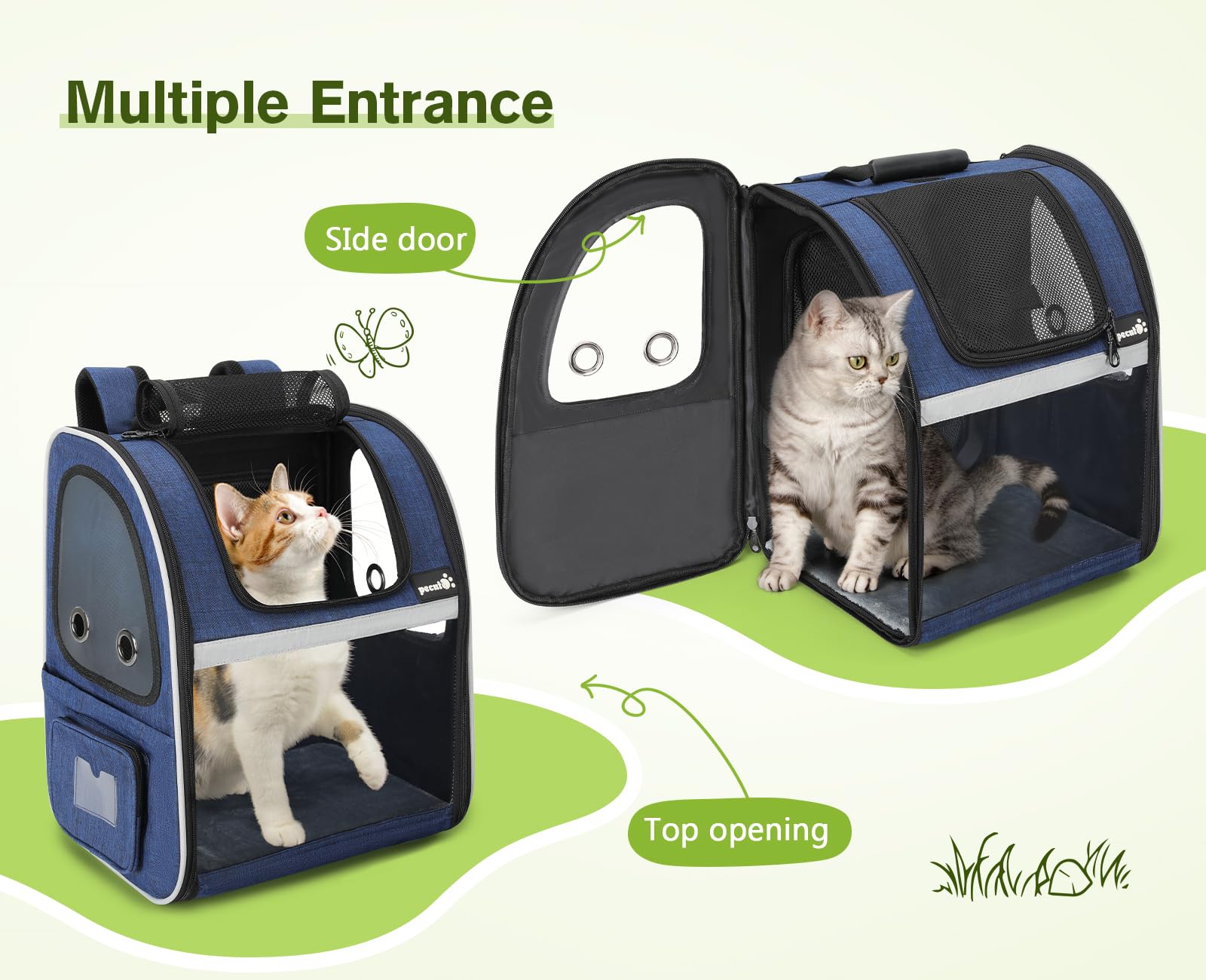 Pecute Pet Carrier Backpack, Cat Backpack Carrier, Expandable with Breathable Mesh for Small Dogs Cats Puppies, Dog Backpack Car