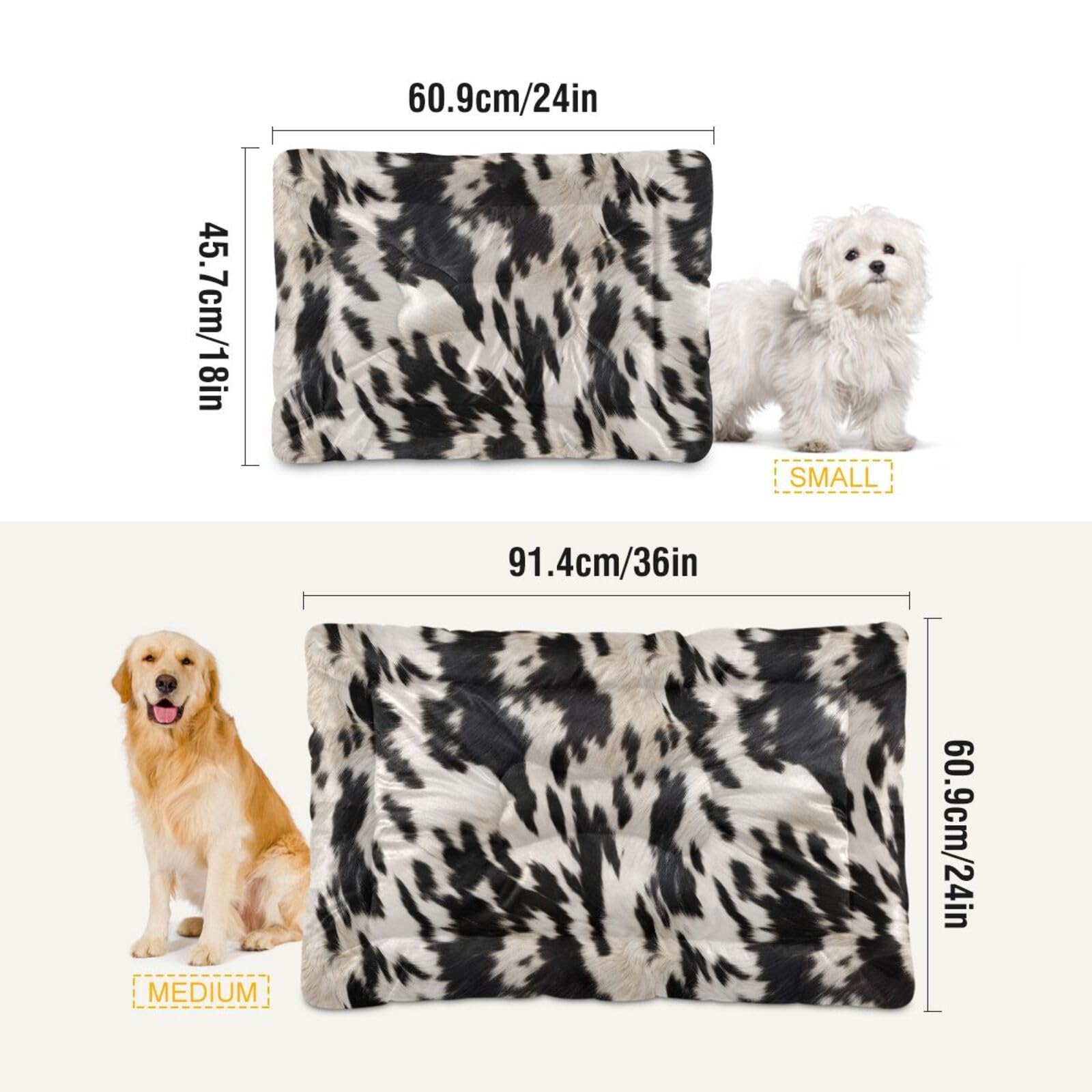 Coikll 3D Cow Print Pet Bed Pad Soft Dog Bed Mat With Anti-Slip Bottom, Machine Washable Crate Pad Mattress For Dog Sleeping- 36