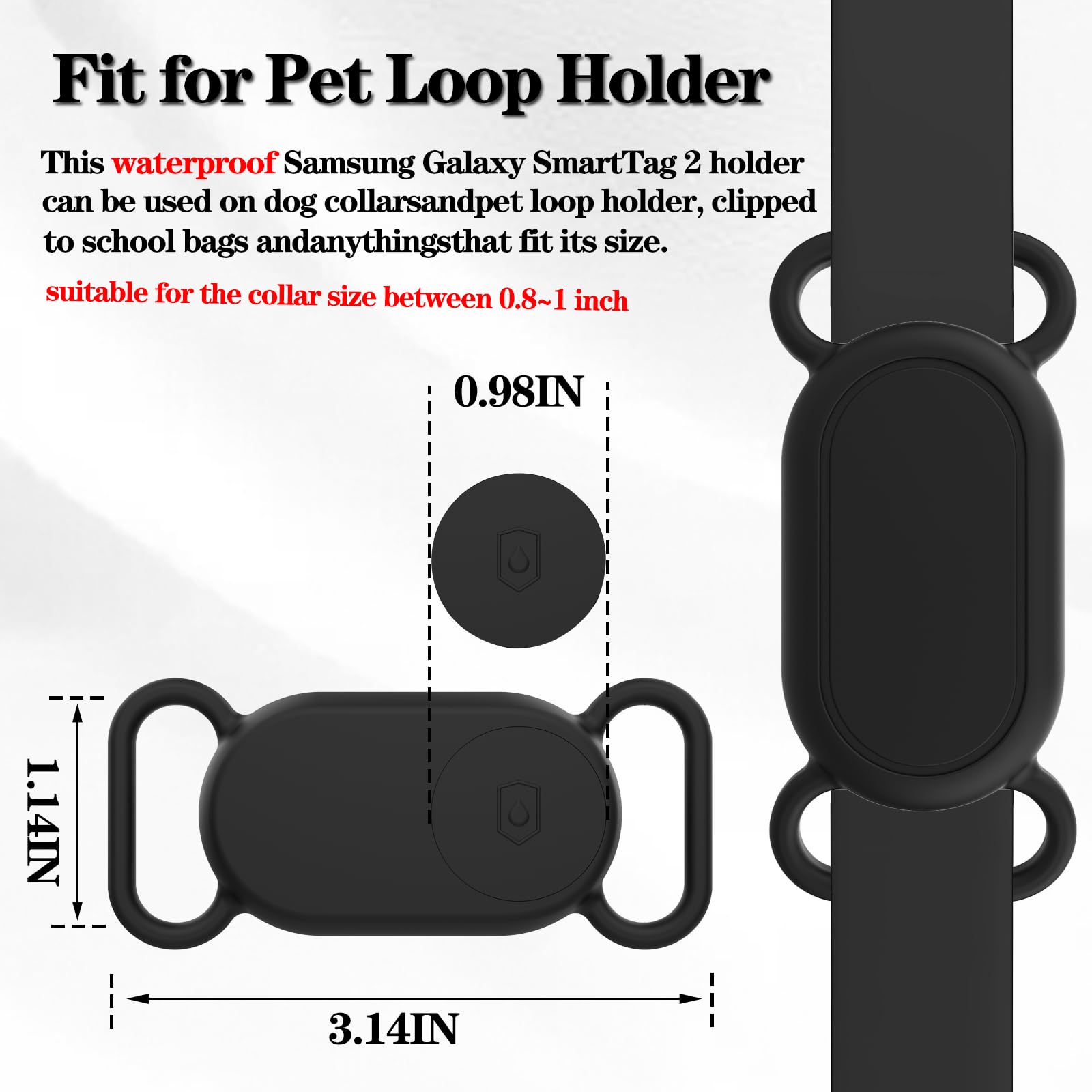 Rzttwl Waterproof Dog Collar Holder Compatible With Samsung Galaxy Smarttag 2, Silicone Gps Tracker Hidden For Samsung Tag 2, An