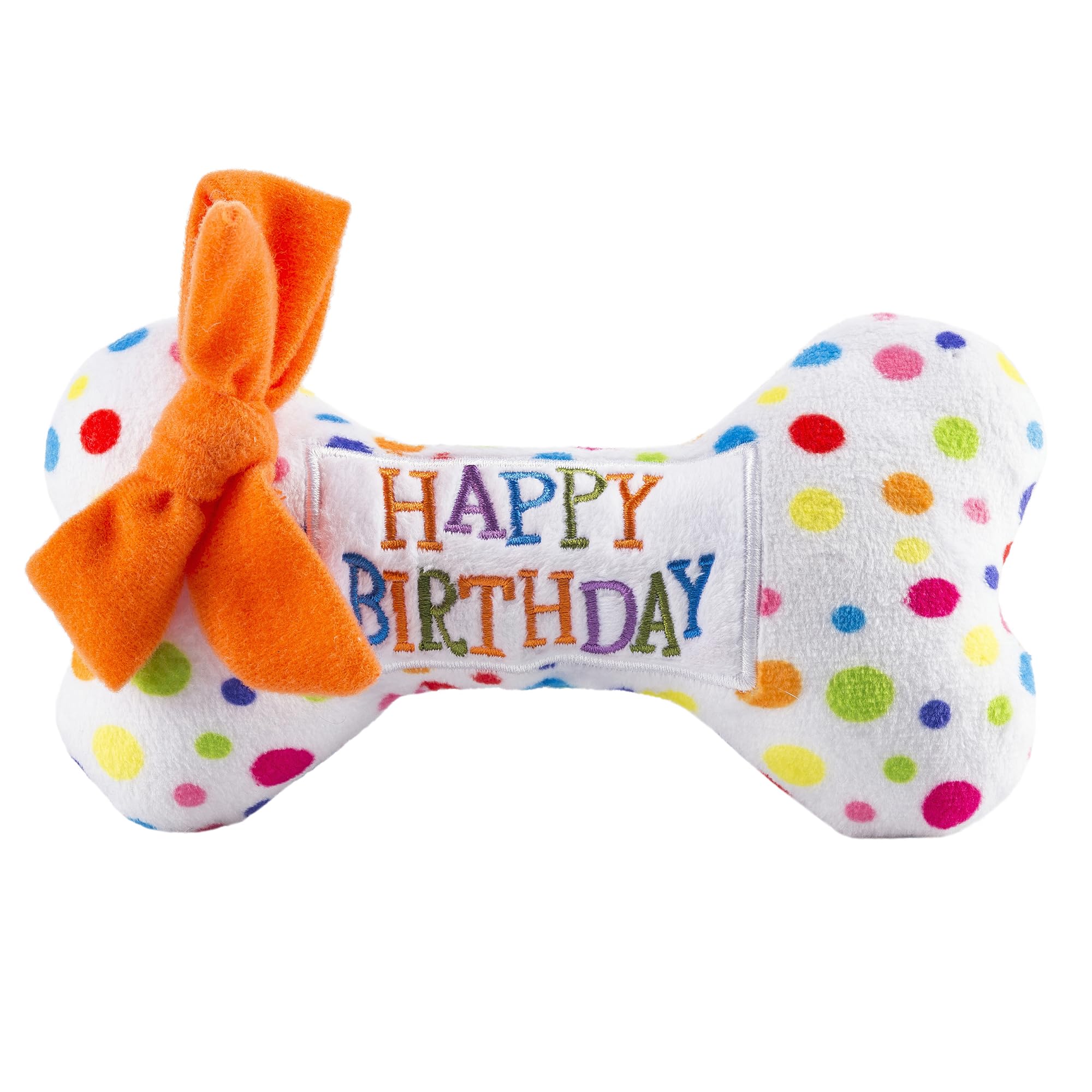 Haute Diggity Dog Happy Birthday Bone, Plush Designer Dog Toys With Interactive Squeaker, Stimulating Pet Enrichment, Machine-Wa