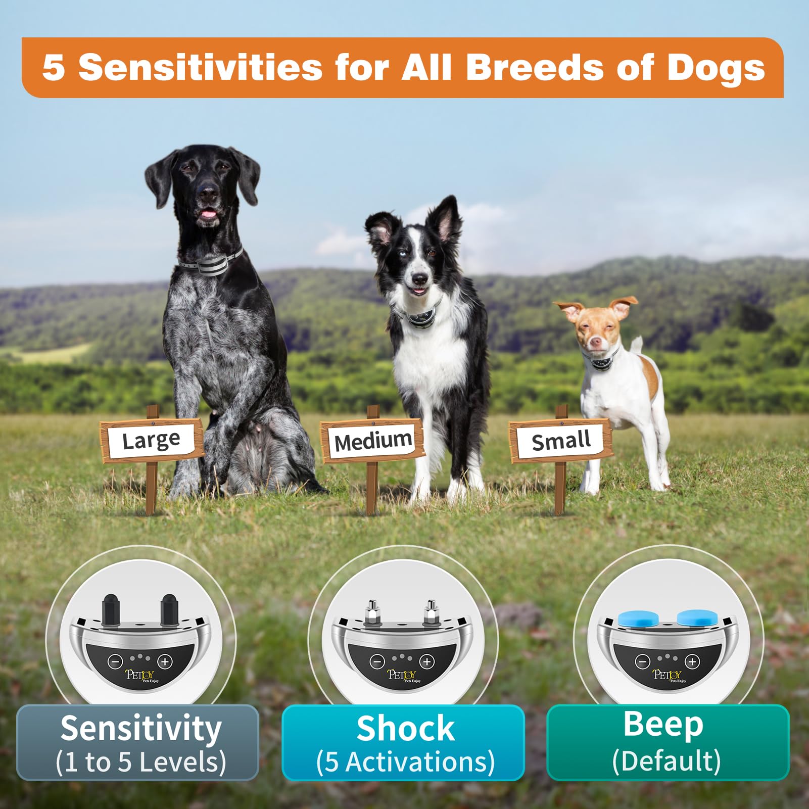 Petjoy Automatic Anti-Barking Collar, No Bark Collar With Beep & Gentle Static Correction, Adjustable Strap For Small To Large D