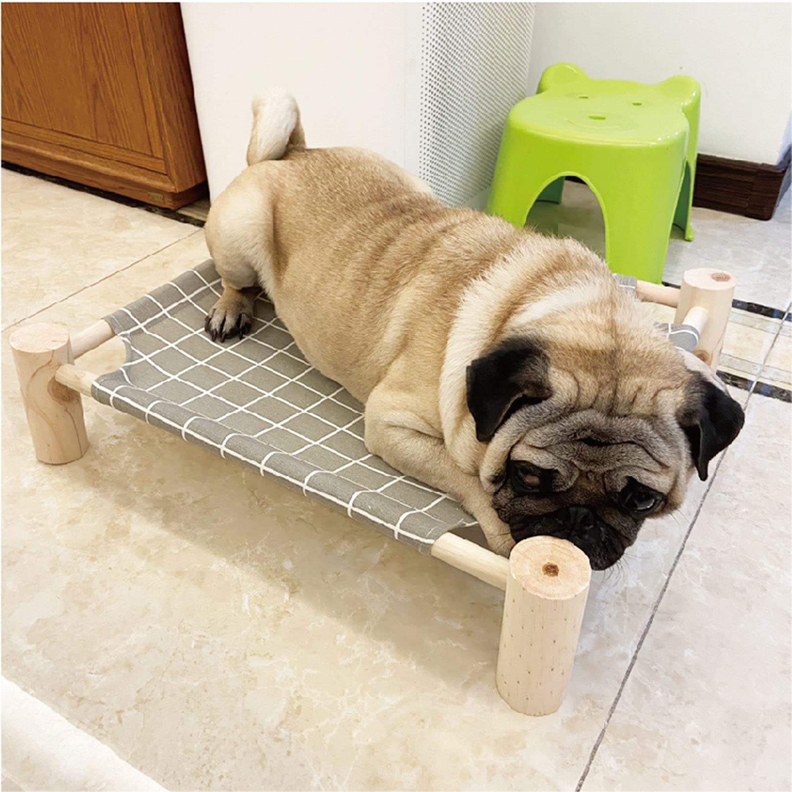 Pozico Elevated Cat Bed For Small Dogs & Cats - Raised Pet Hammock Bed, Wooden Frame Indoor Outdoor Dog Cot, Breathable Mesh Pup