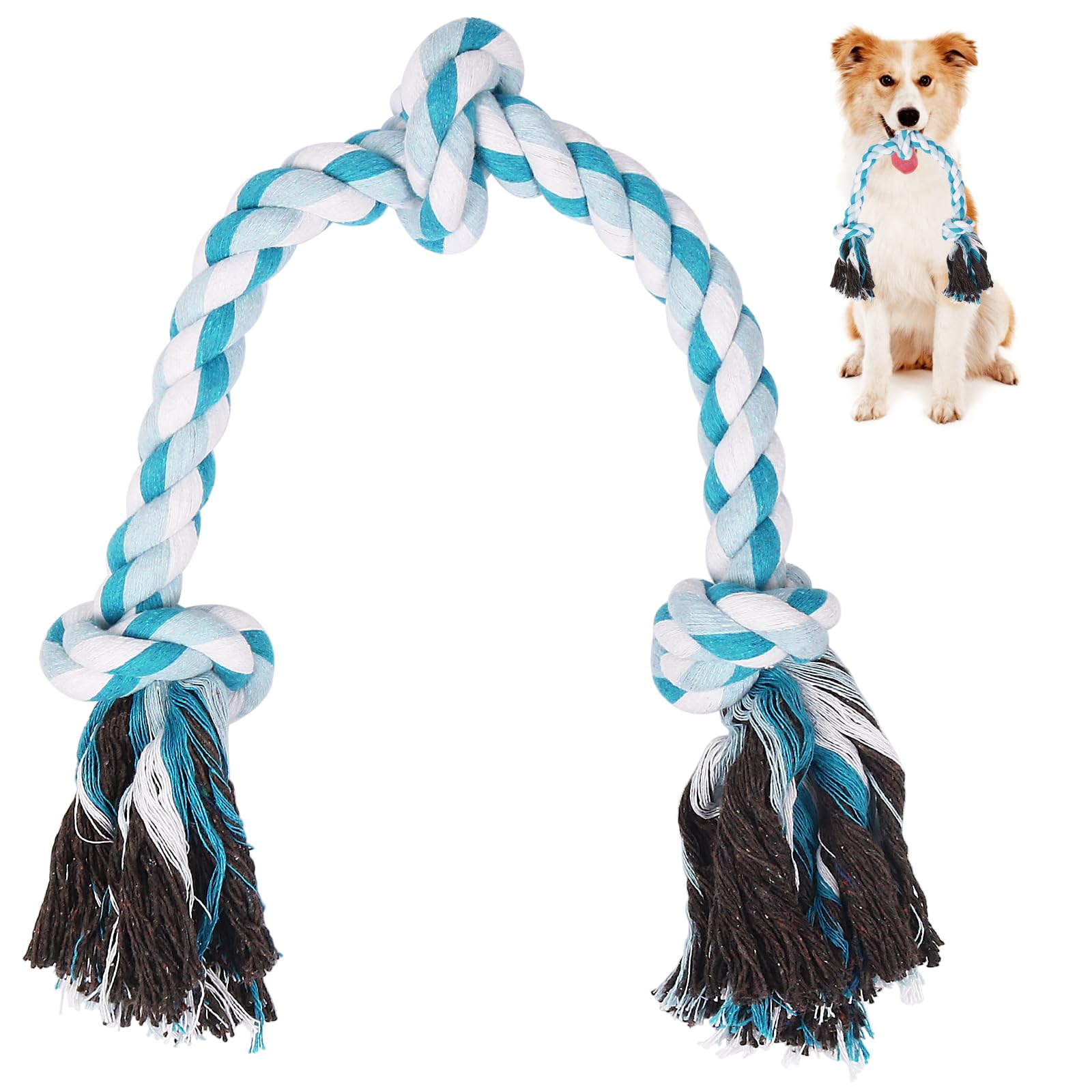 Szee Dog Rope Toys, 24 In 3 Knots Chew Rope For Medium And Large Dogs, Natural Cotton Pet Pull Toy For Tug Of War And Teeth Clea