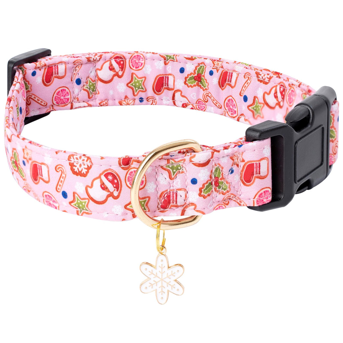 Faygarsle Pink Dog Collar Christmas Design Christmas Theme Pattern For Small Medium Large Dogs Collar Cute Stylish Girl Boy Christmas Dog Collar Xs