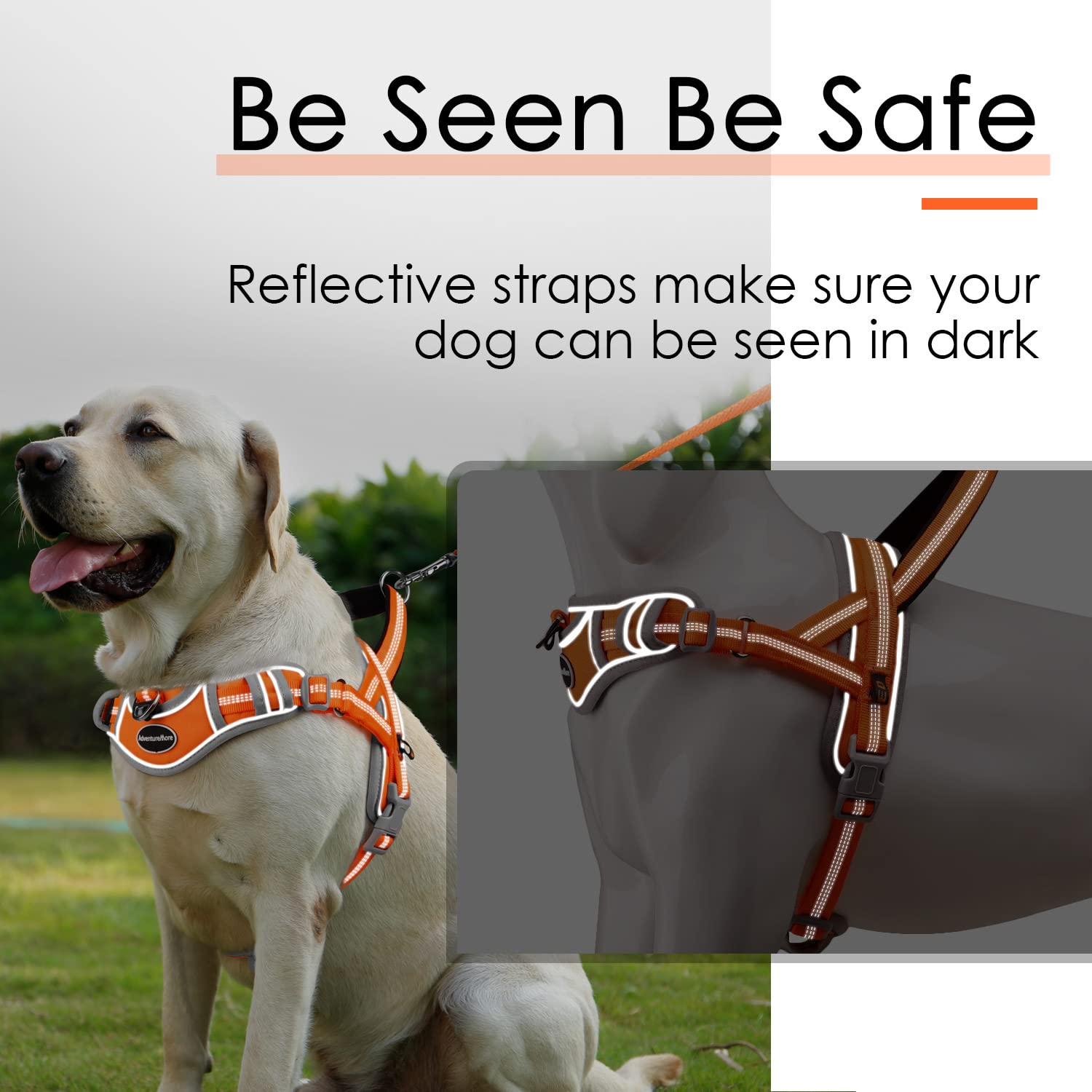 Adventuremore Dog Harness For Small Dogs No Pull, Dog Halter Harness Adjustable Reflective Dog Vest Escape Proof Dog Harness With Easy Control Front Clip Handle For Training Walking S Orange