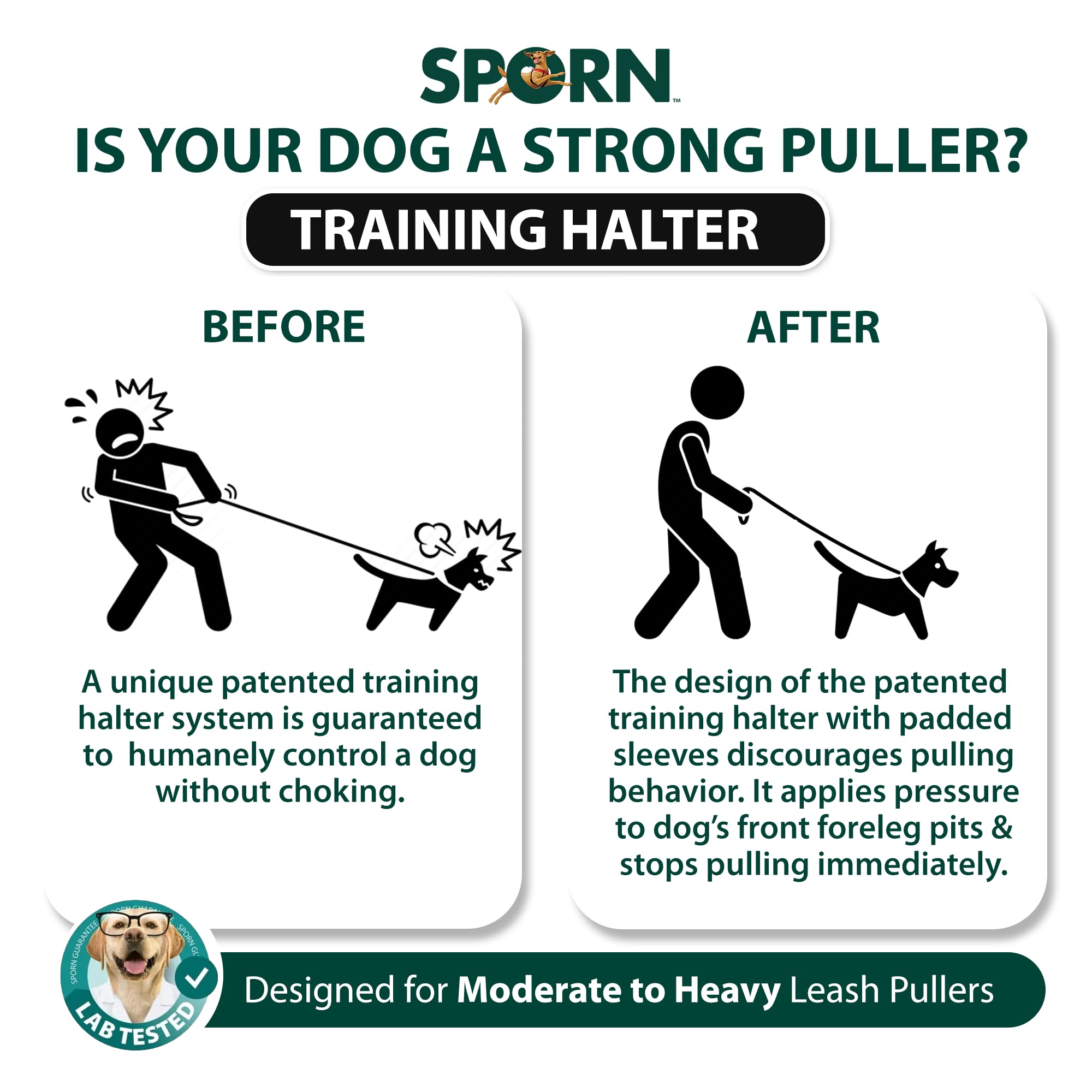 Sporn Original Training Halter, No Pull Harness Medium Size Dog With Blue Padded Sherpa Sleeves, Breathable No Pull Dog Harness Medium Sized Dog, Provides To All Medium Sized Breeds